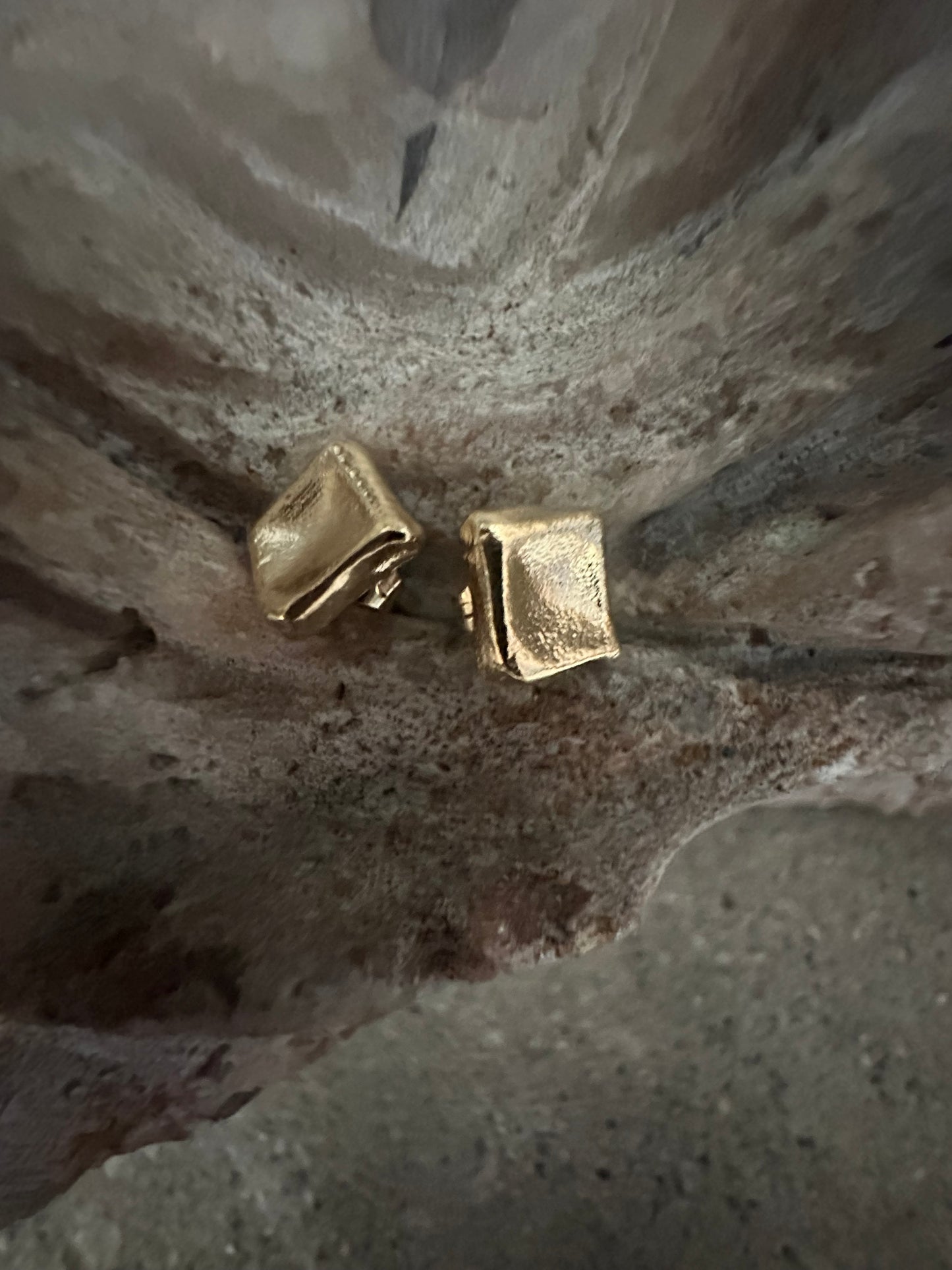 Square Gold Plated Post Earrings