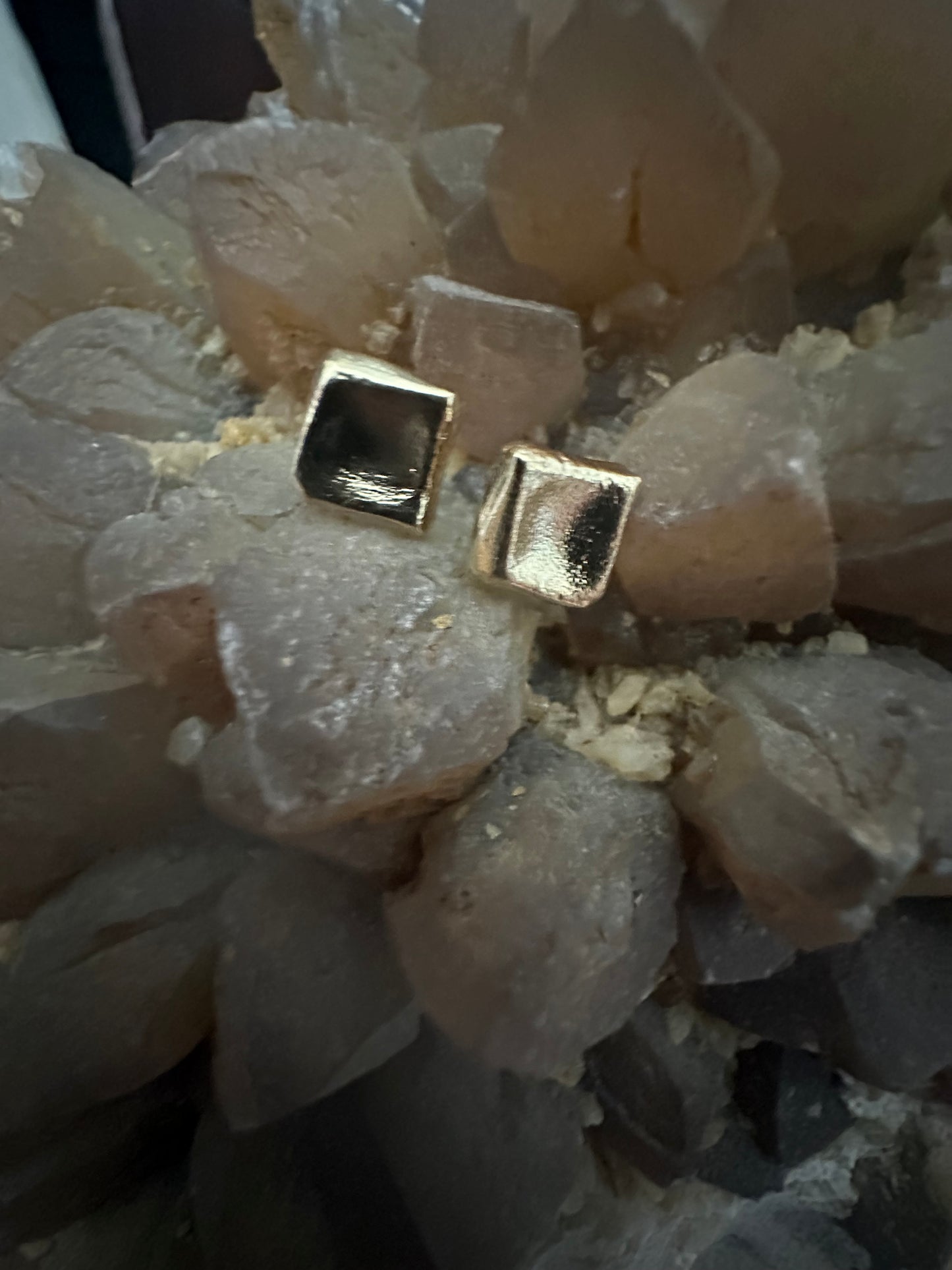 Square Gold Plated Post Earrings