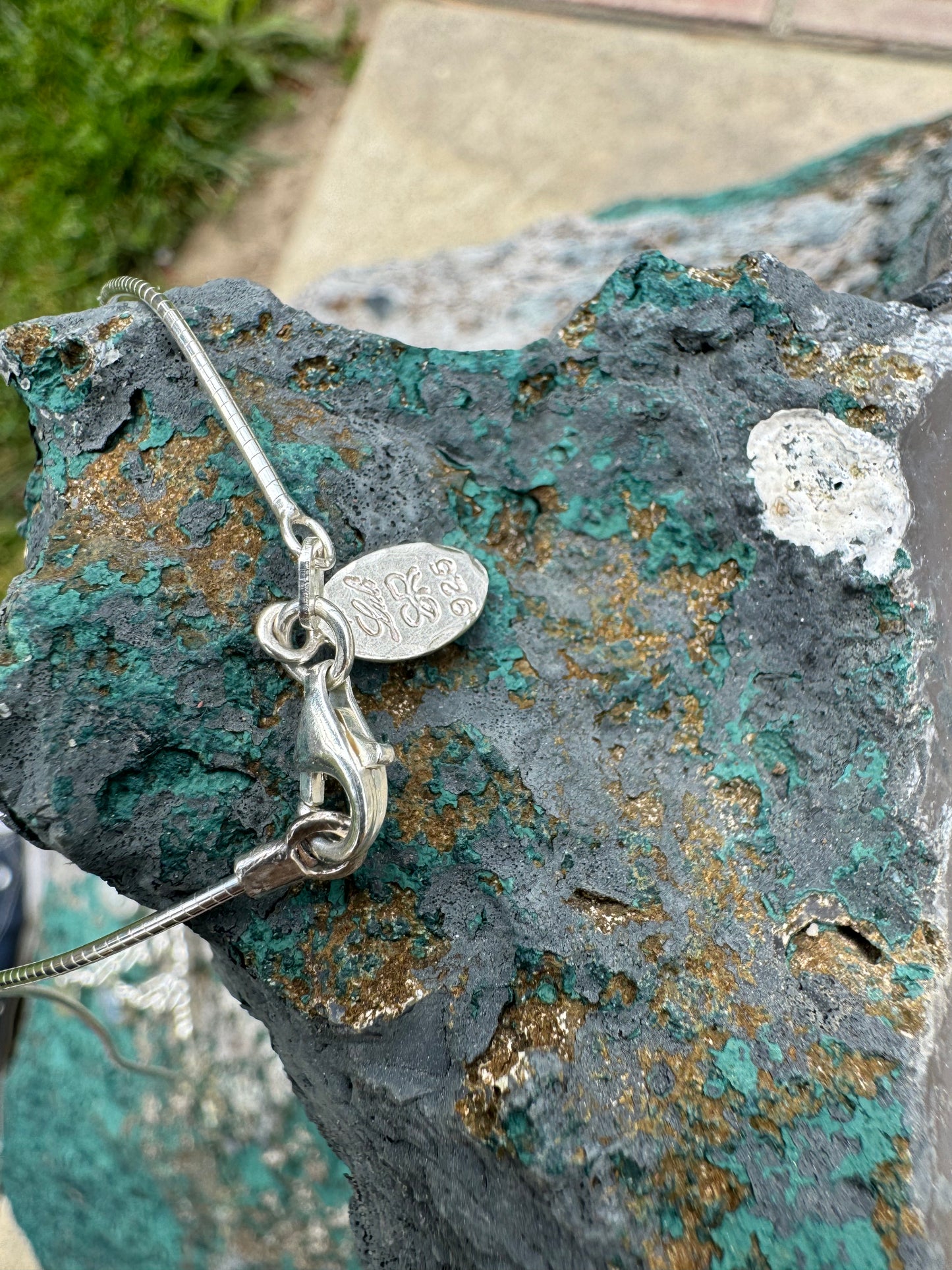 Ancient Roman Glass & Roman Coin Sterling Silver Necklace