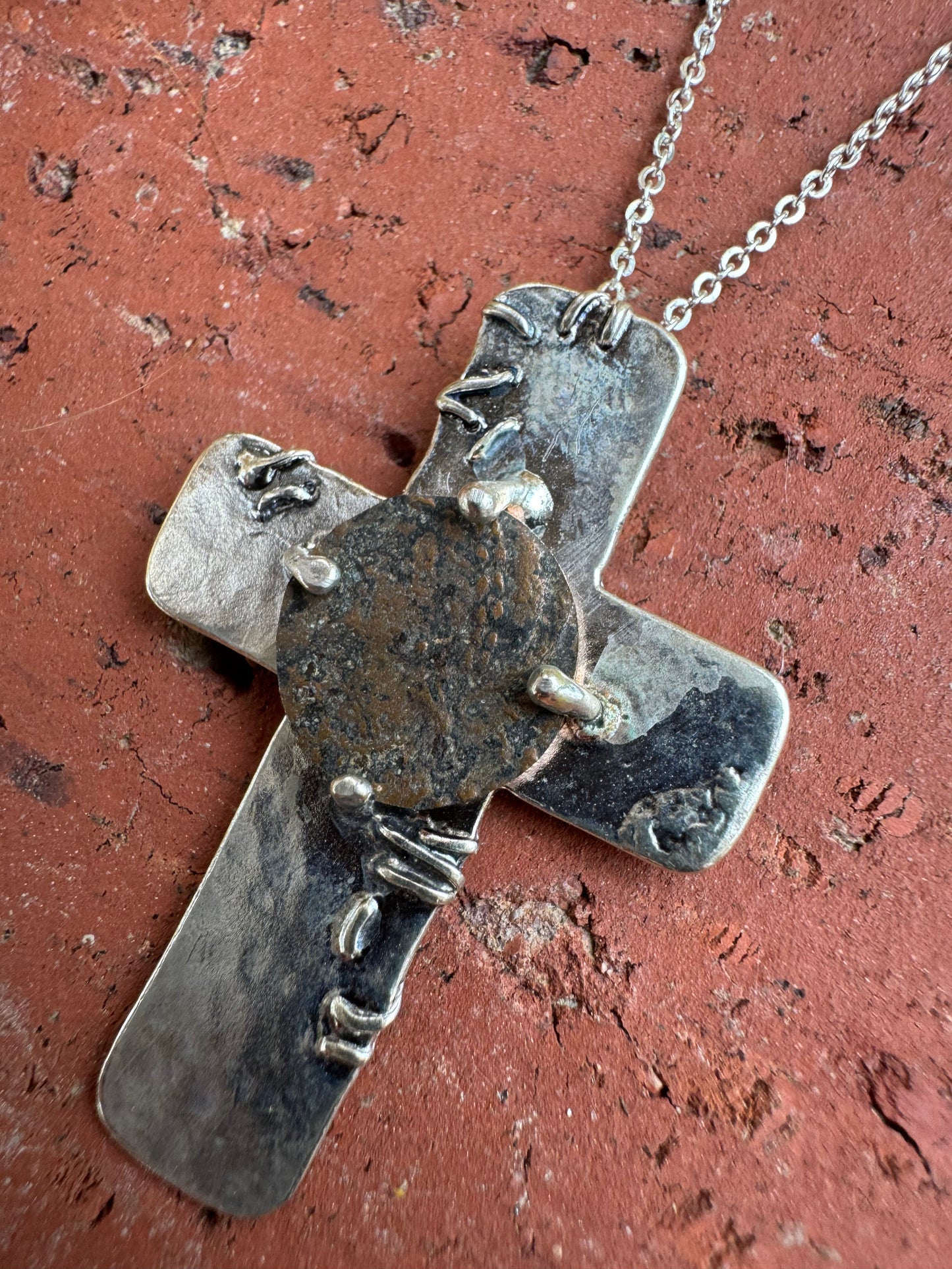 Ancient Roman Coin Cross Necklace