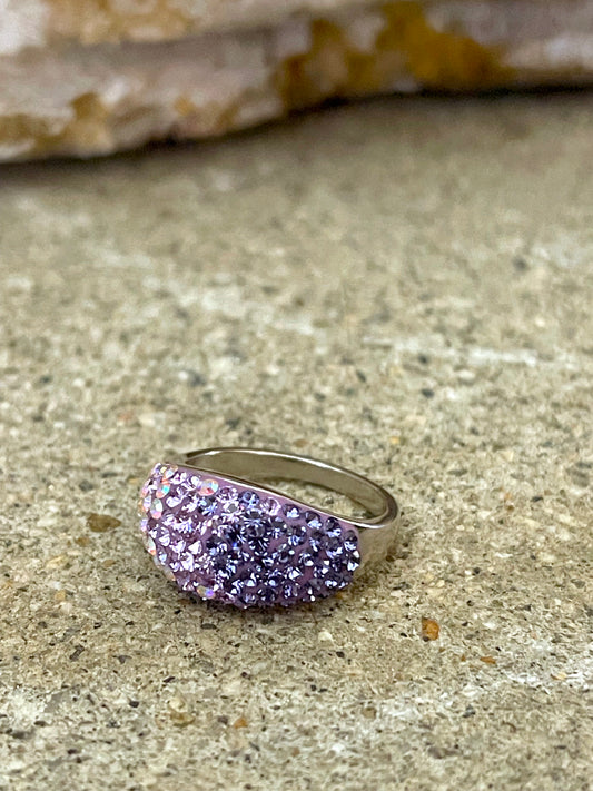 Purple Austrian Crystal Sterling Silver Ring