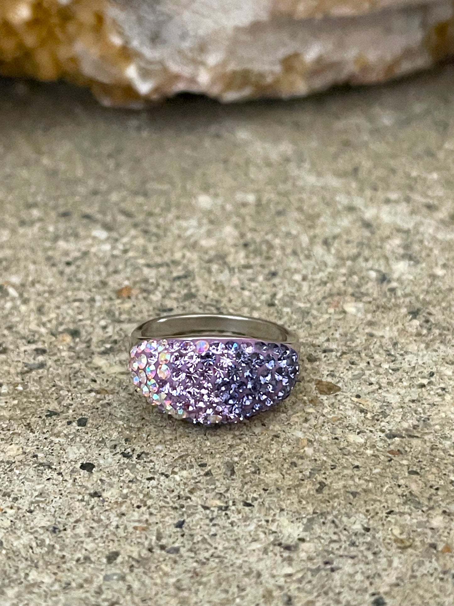 Purple Austrian Crystal Sterling Silver Ring