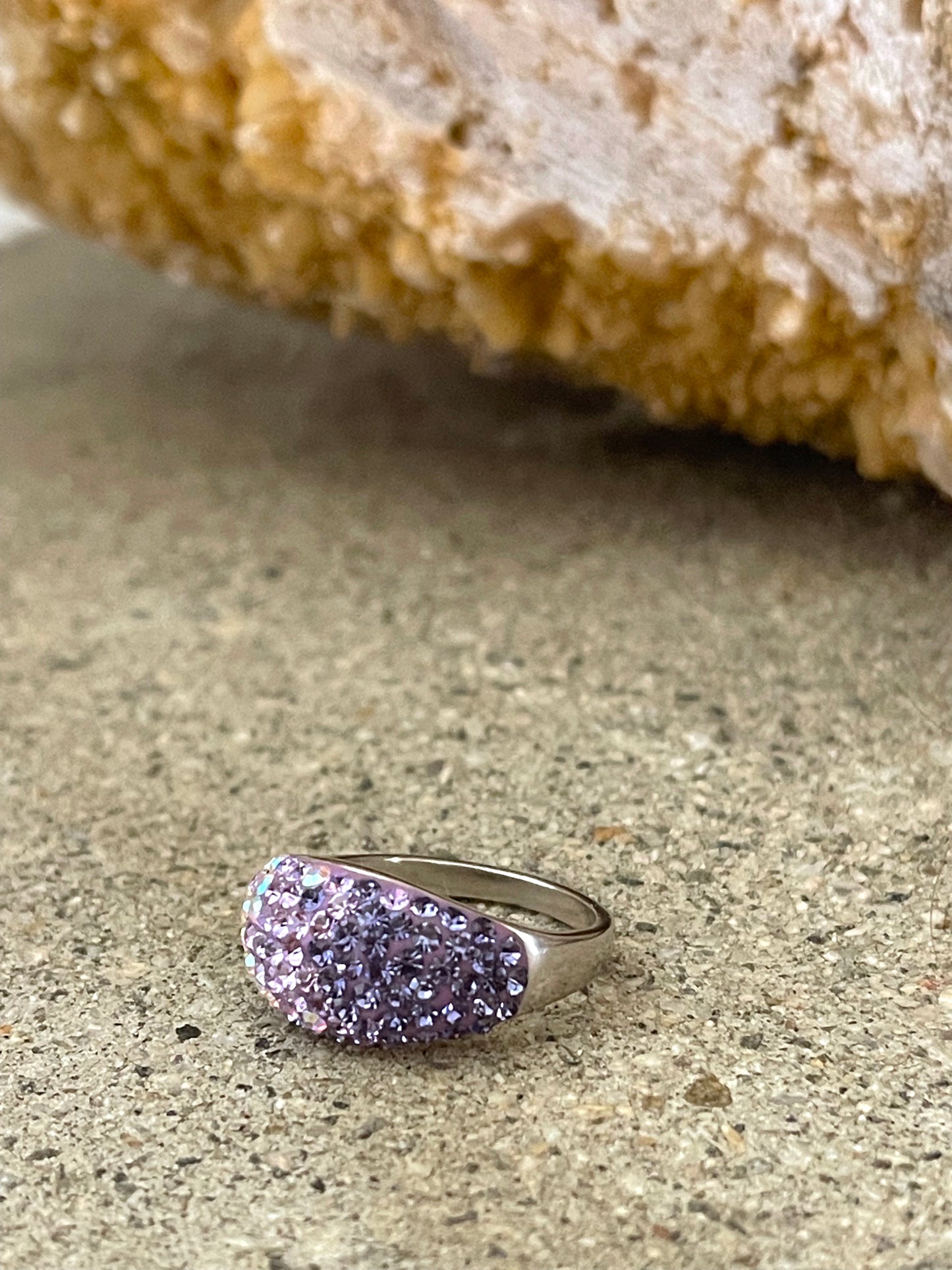 Purple Austrian Crystal Sterling Silver Ring