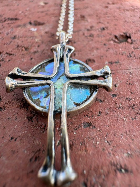 Roman Glass Cross Necklace