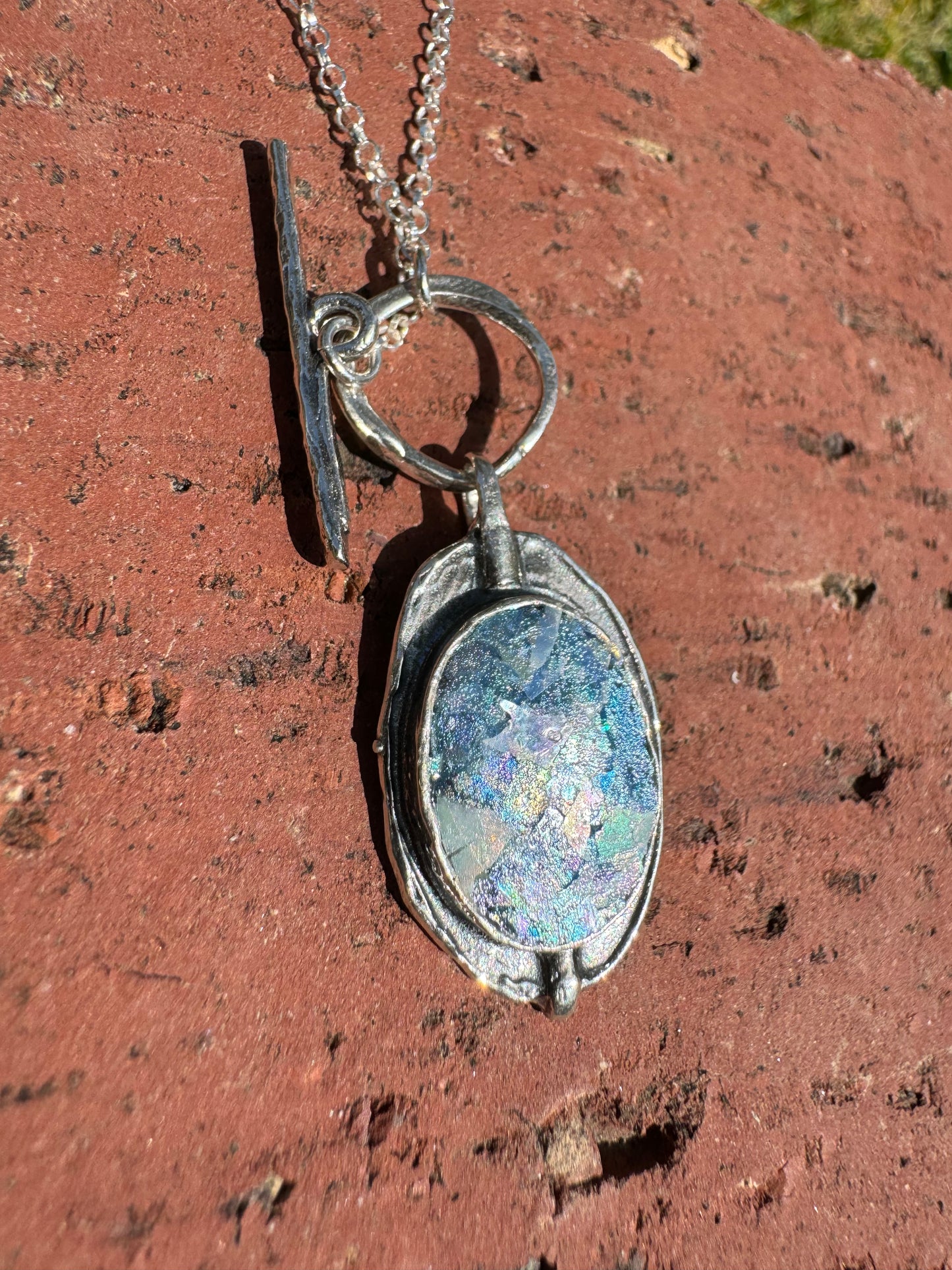 Oval Roman Glass Tagel Necklace