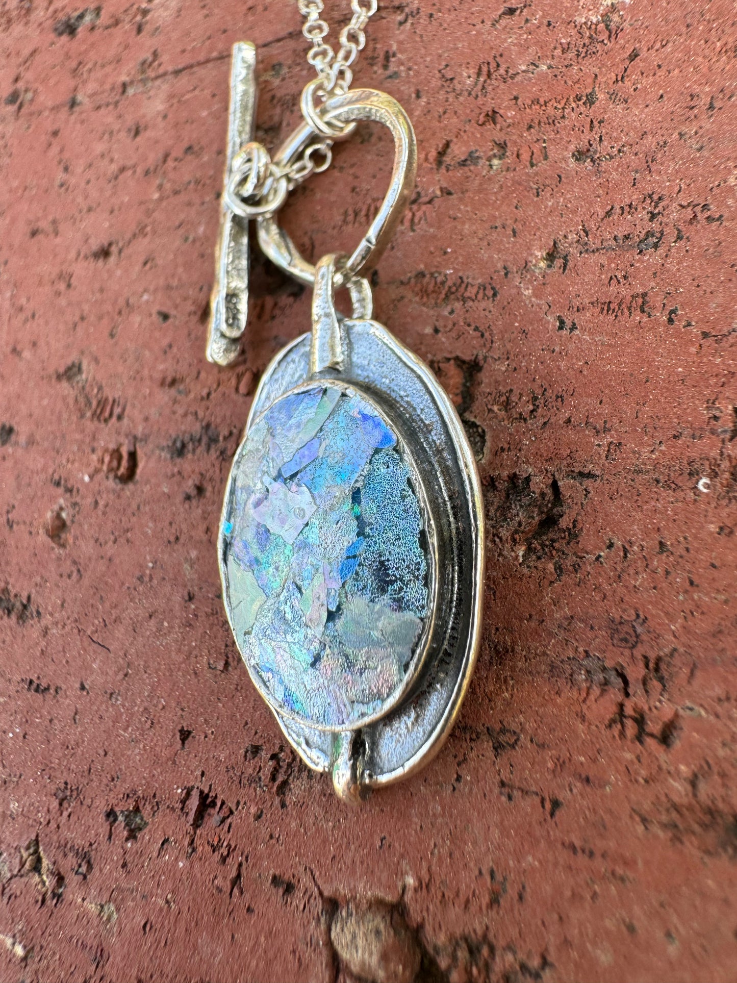 Oval Roman Glass Tagel Necklace