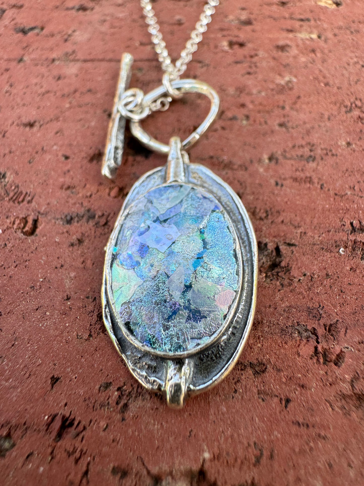 Oval Roman Glass Tagel Necklace