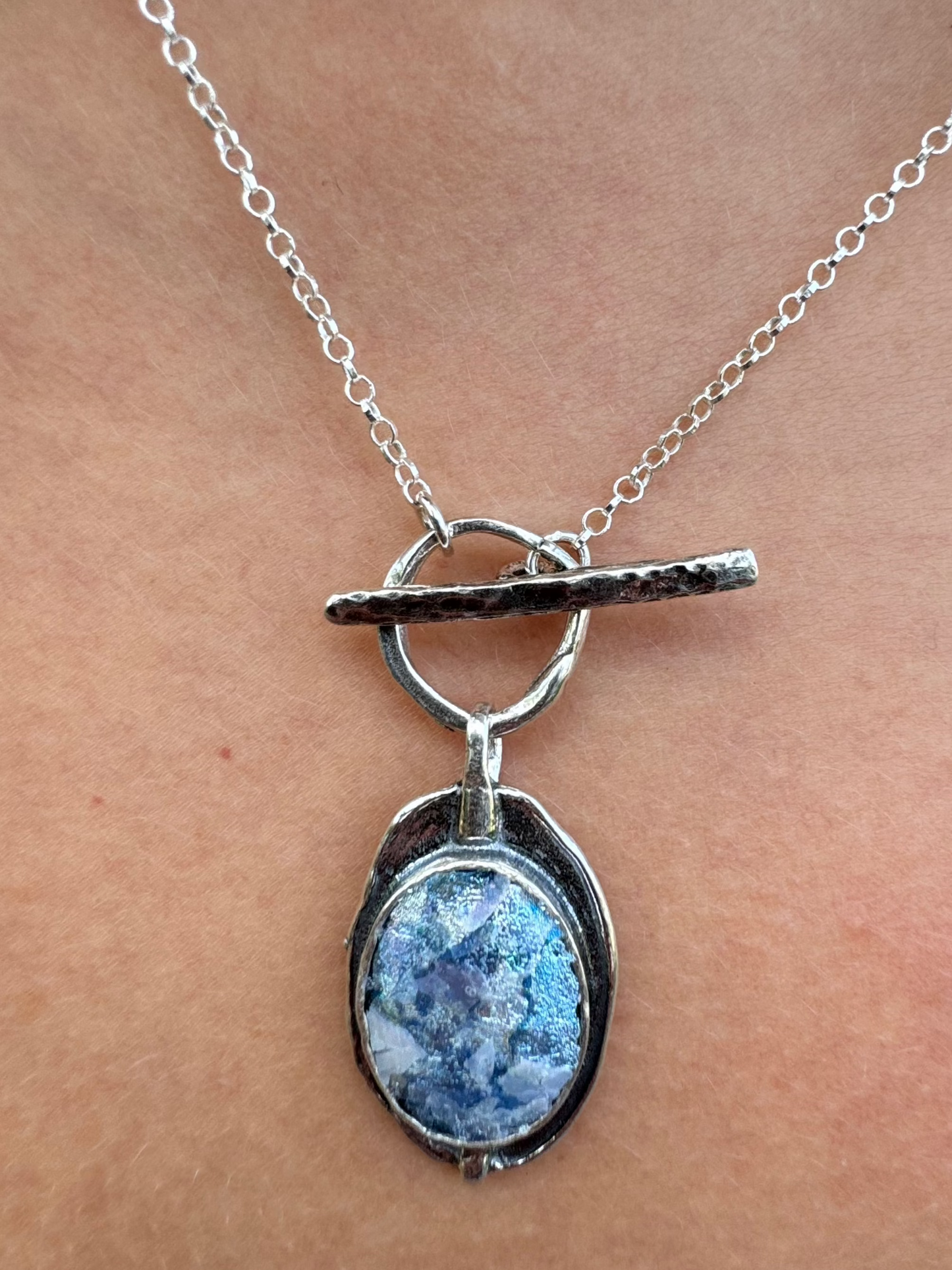 Oval Roman Glass Tagel Necklace