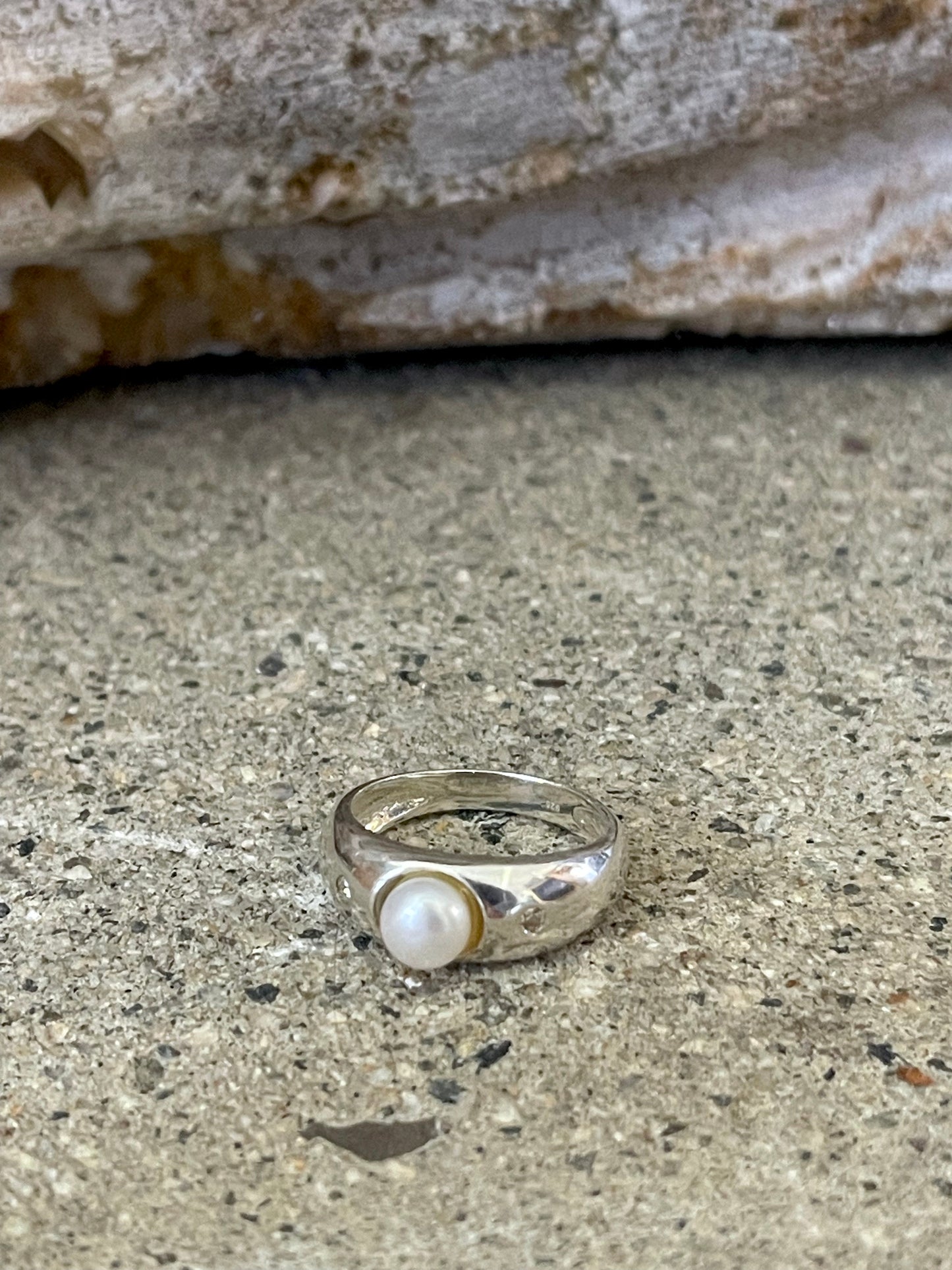 Pearl C.Z. Sterling Silver Ring