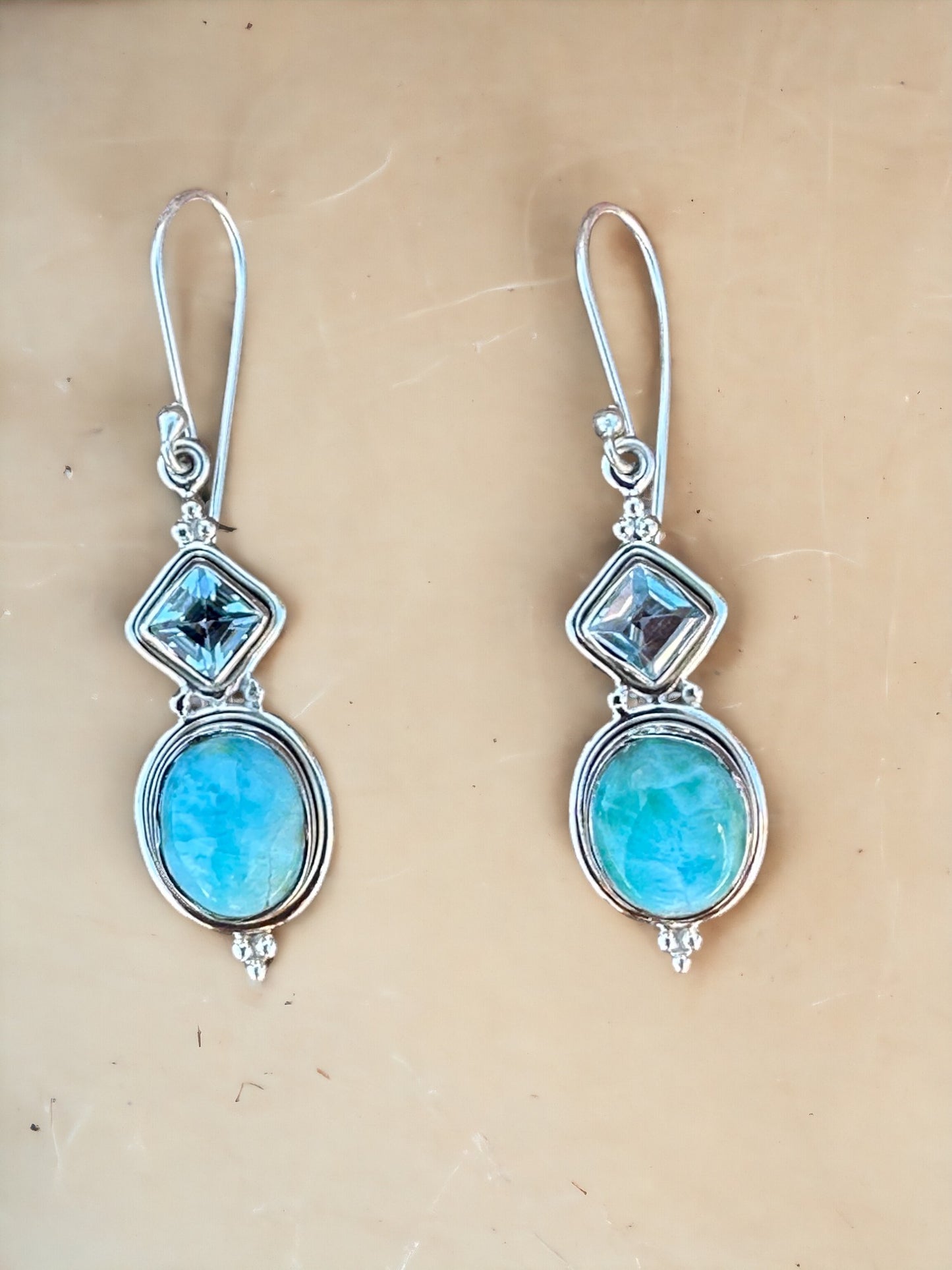 Larimar & Blue Topaz Sterling Silver Earrings