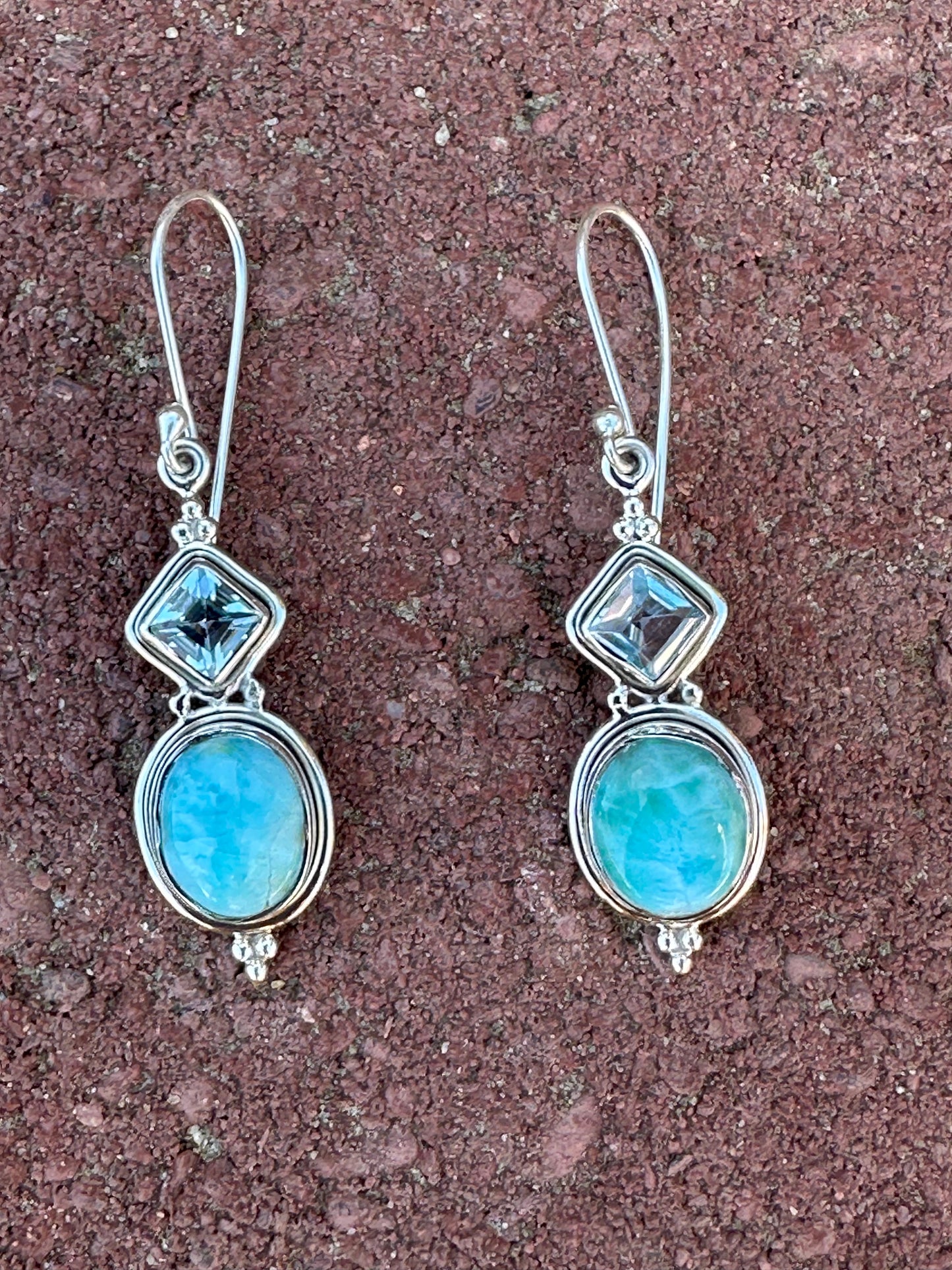 Larimar & Blue Topaz Sterling Silver Earrings