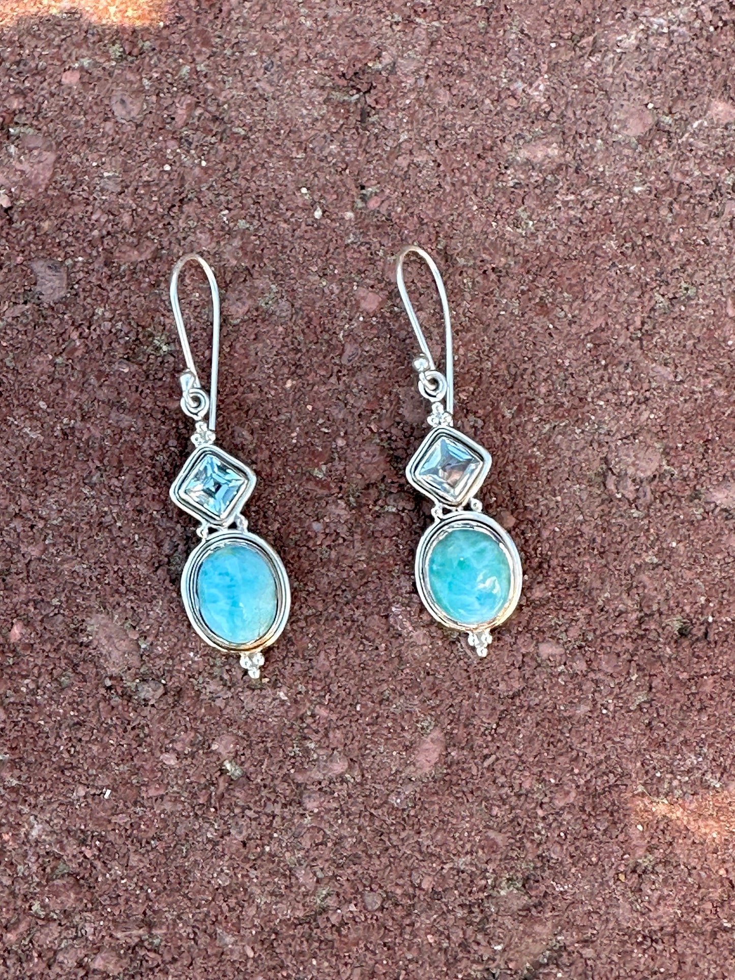 Larimar & Blue Topaz Sterling Silver Earrings