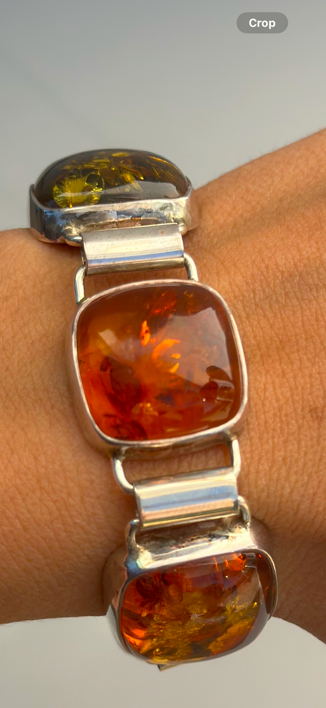 Multi-Color Amber Sterling Silver Bracelet