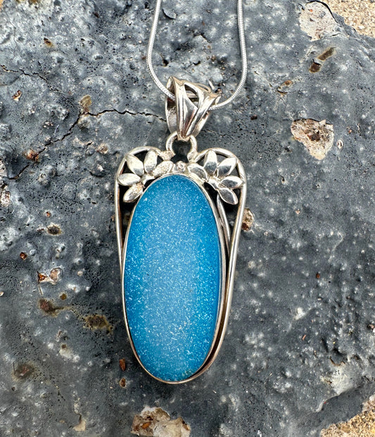 Blue Druzy Sterling Silver Necklace