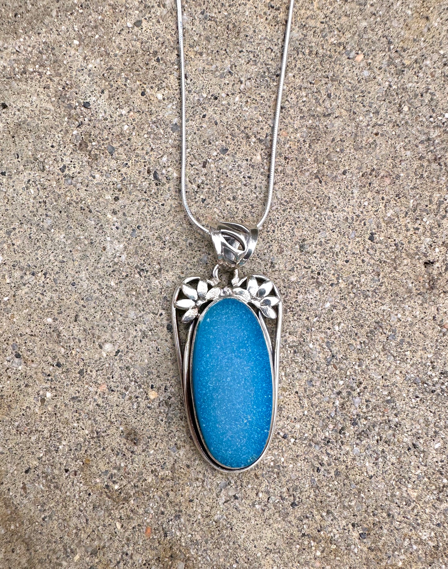 Blue Druzy Sterling Silver Necklace