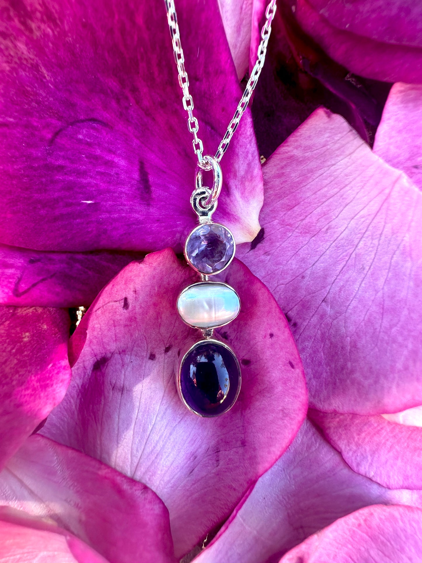 Amethyst Pearl Oval Sterling Necklace