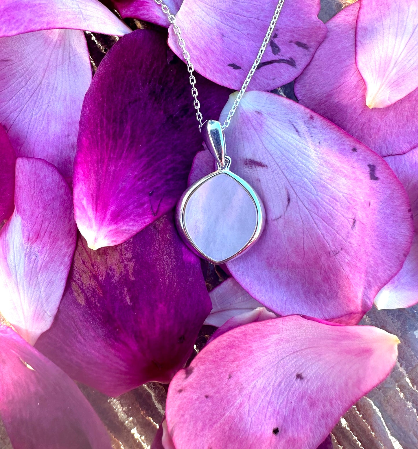 White Mother of Pearl Sterling Silver Necklace