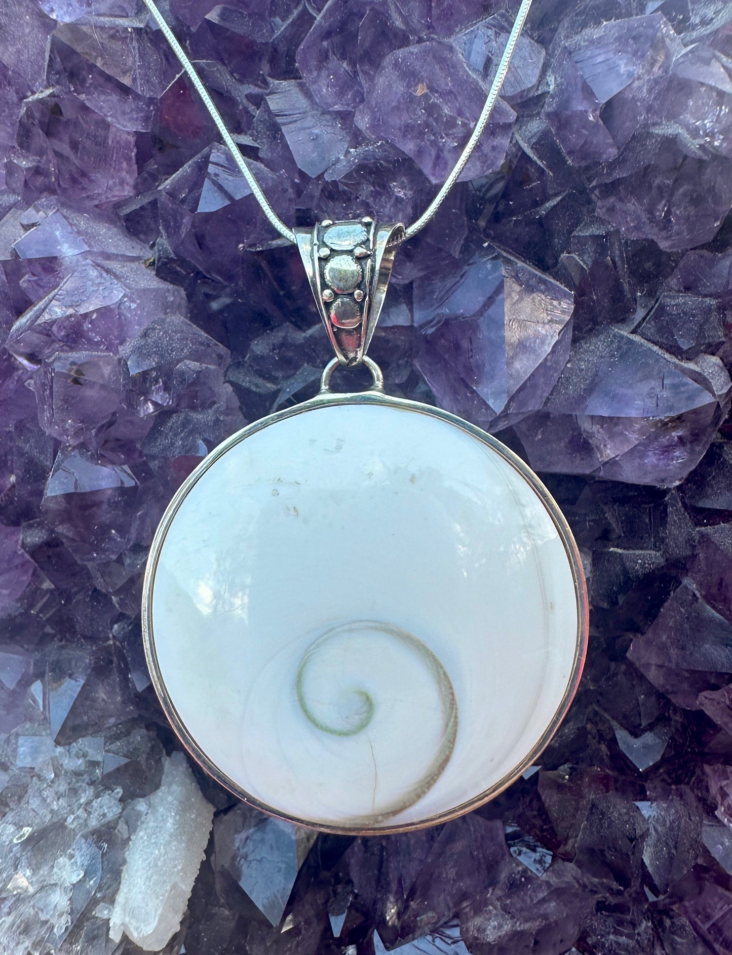 Big Natural Shiva Sterling Silver Necklace