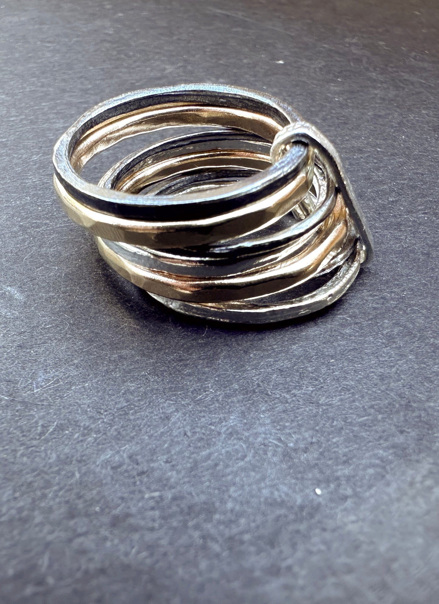 Sterling Silver Gold Filled 6 Connected Bands Ring