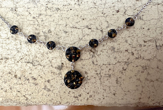 Brown & Gold 8 Parts Austrian Crystal Sterling Silver Necklace