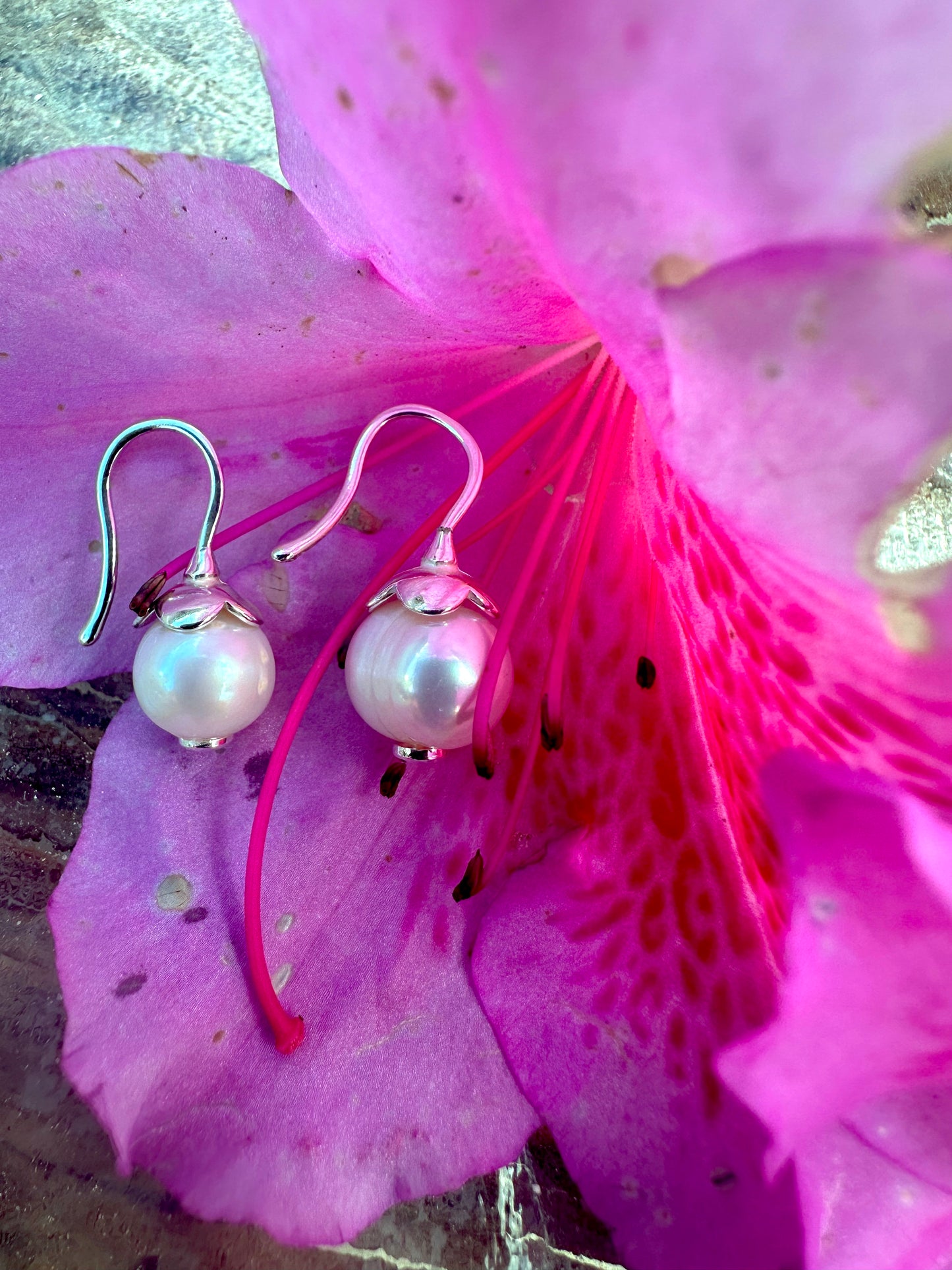 Pearl on Top Sterling Silver Earrings