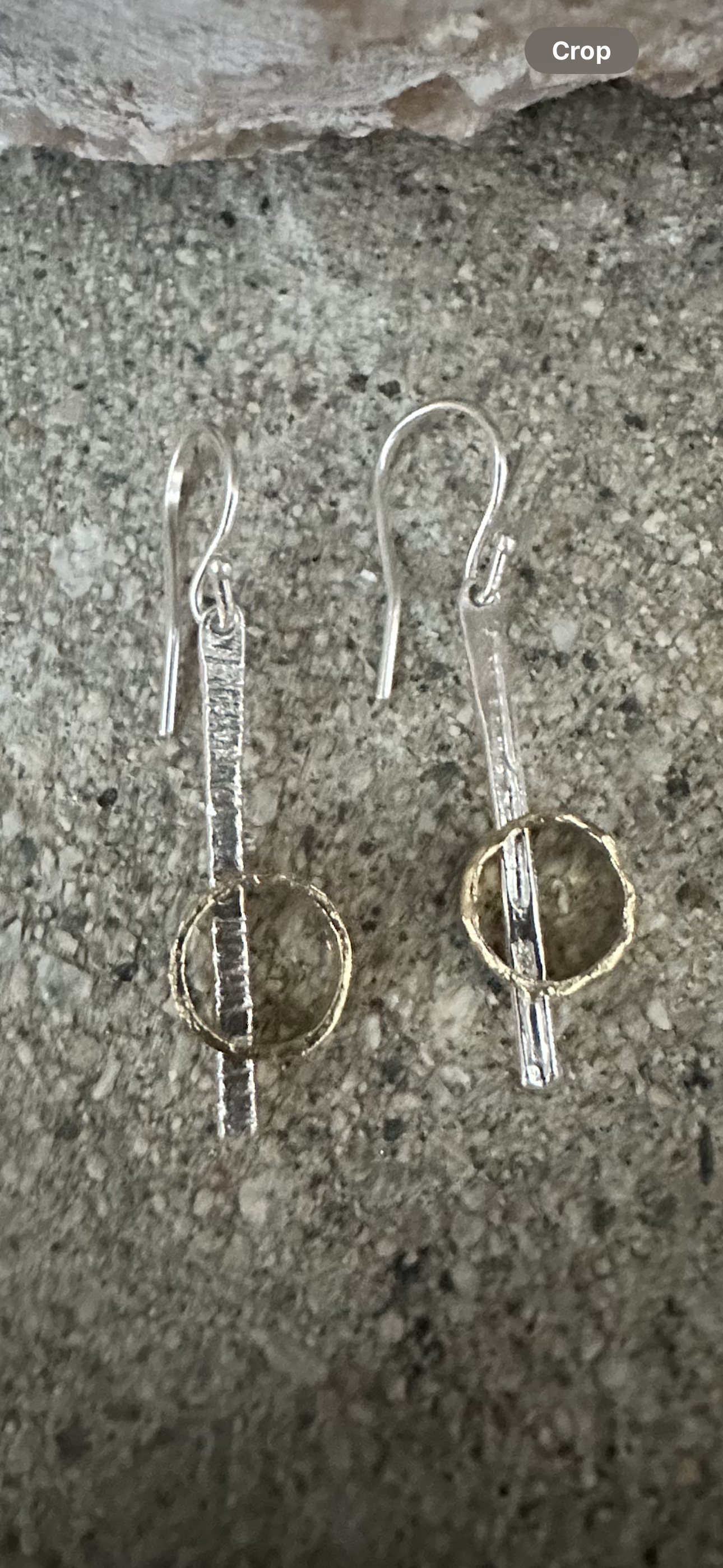 Gold Plated Loop & Sterling Silver Stick Earrings