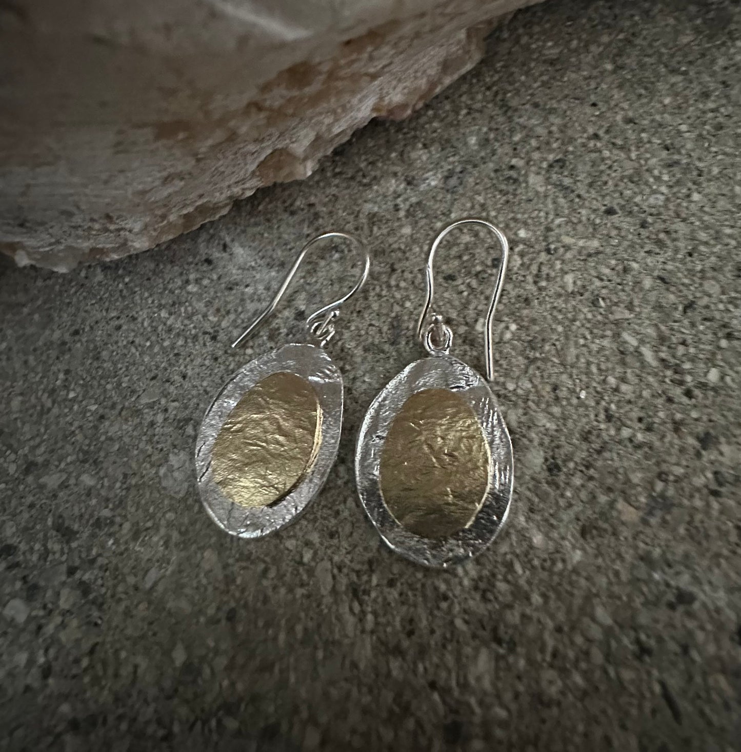 Gold Plated Oval Sterling Silver Earrings