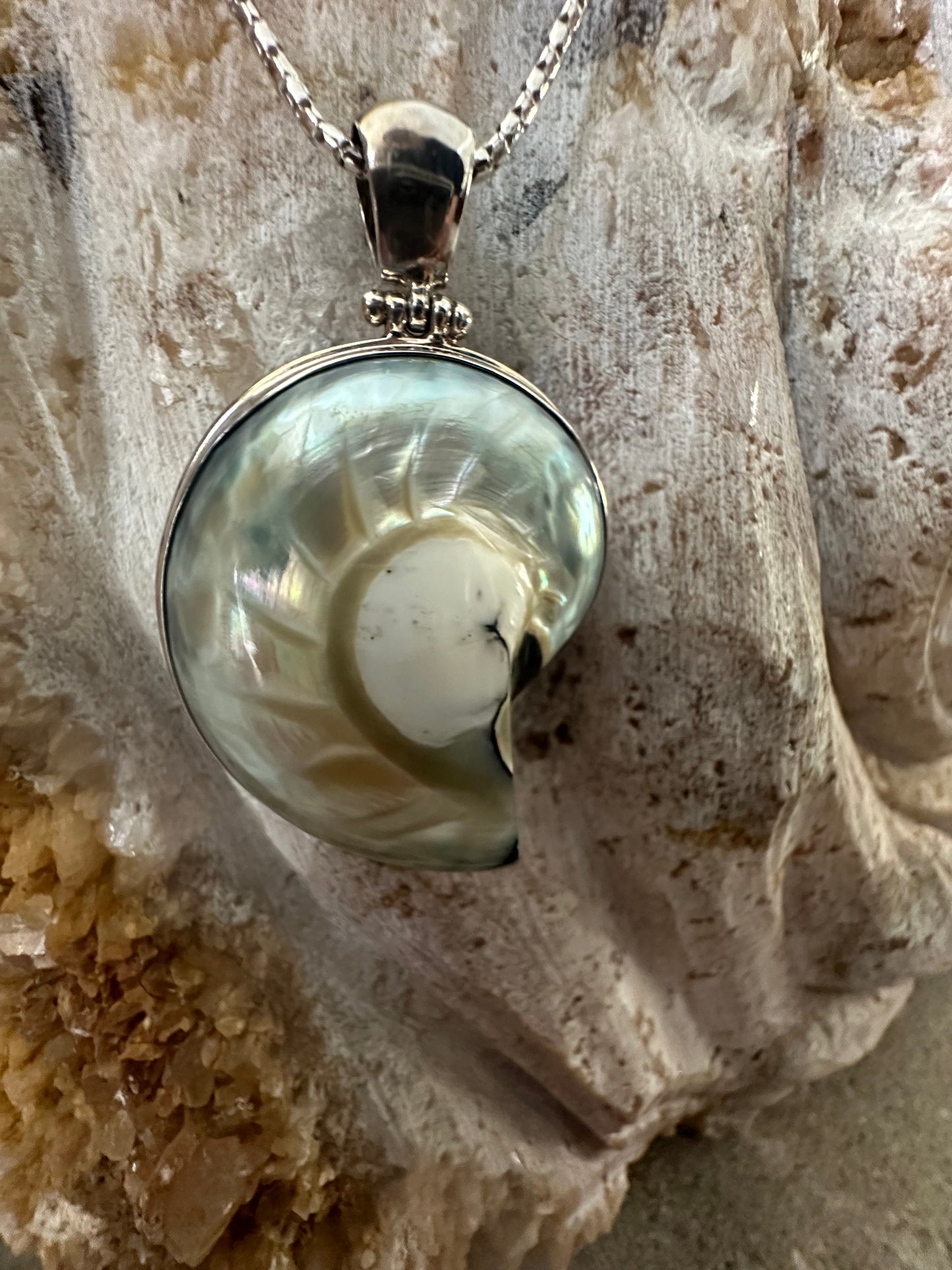 Big Gray Mabe Pearl Sterling Silver Necklace