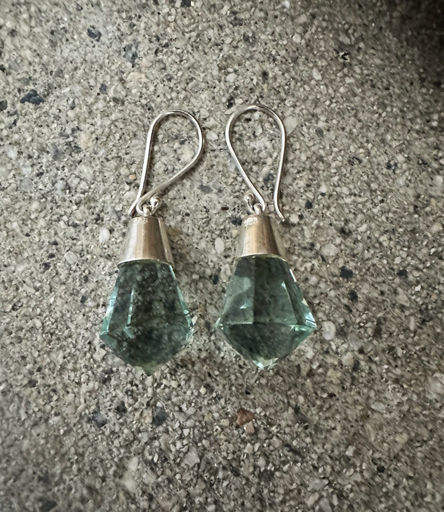 Green Obsidian Teardrop Sterling Silver Earrings