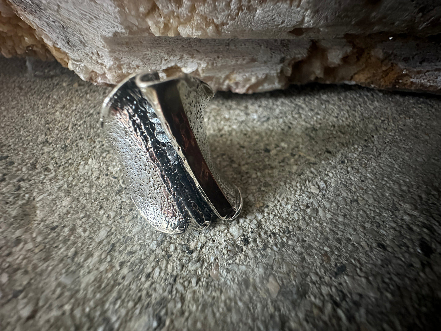 Solid Gold Column & Sterling Silver Ring