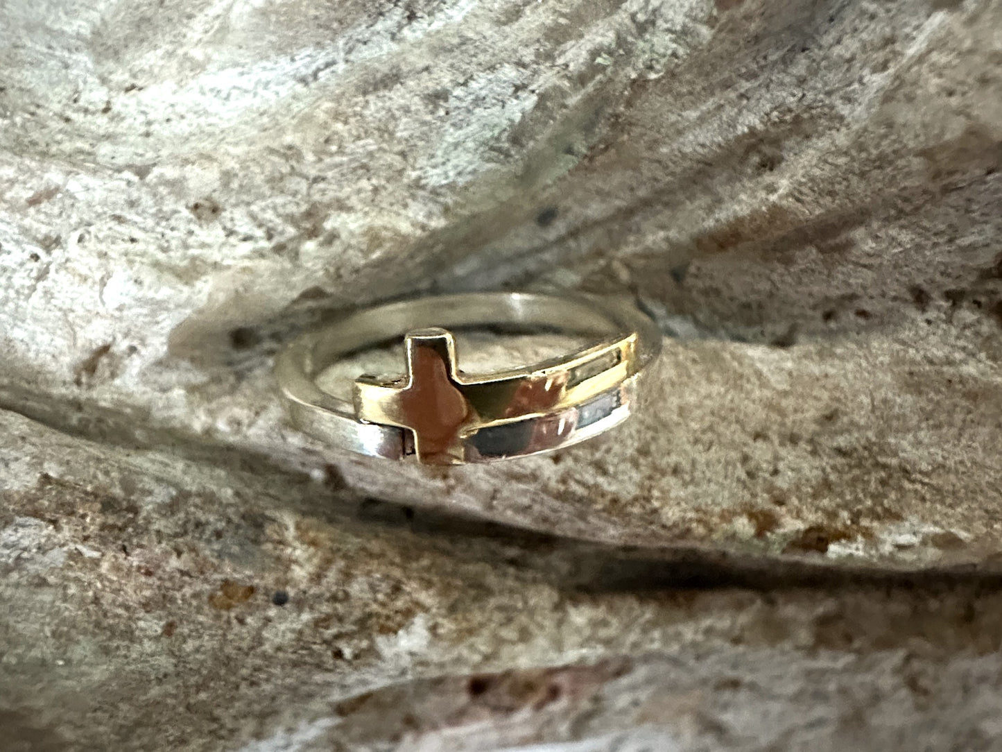Gold & Sterling Silver Cross Ring