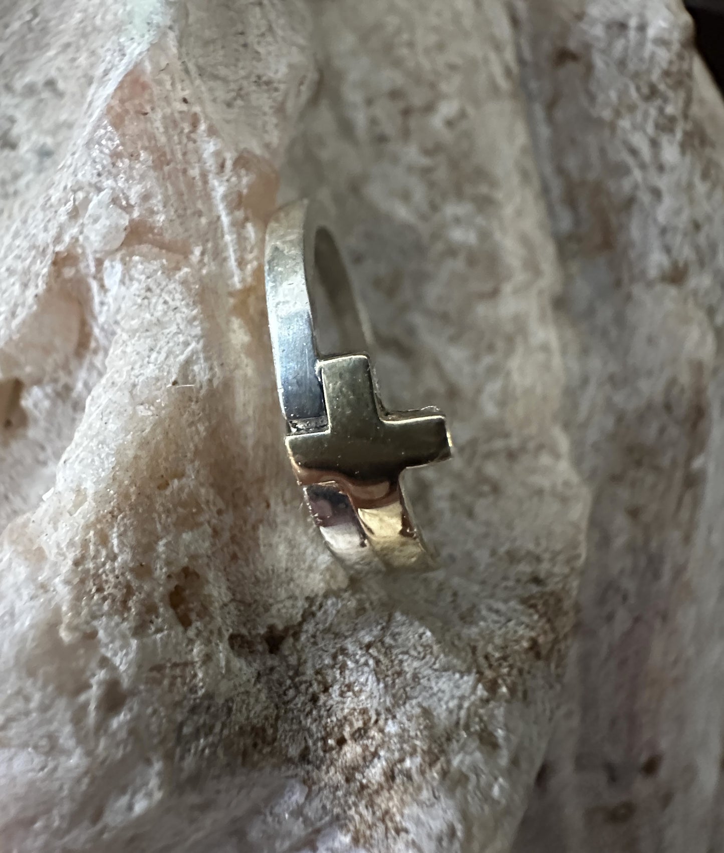 Gold & Sterling Silver Cross Ring