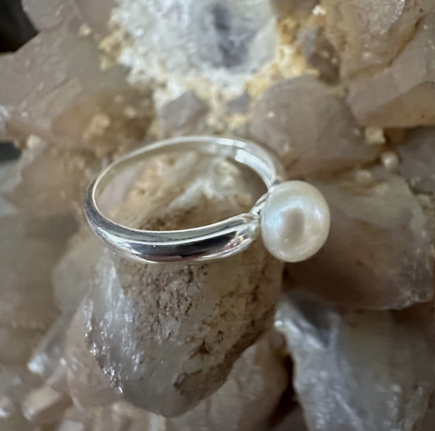 Simple Sterling Silver Pearl Ring