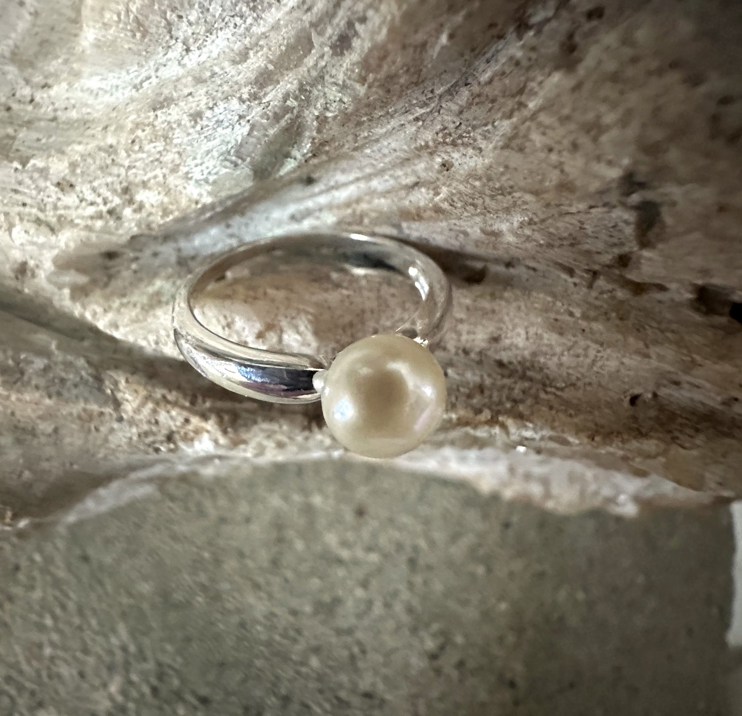 Simple Sterling Silver Pearl Ring