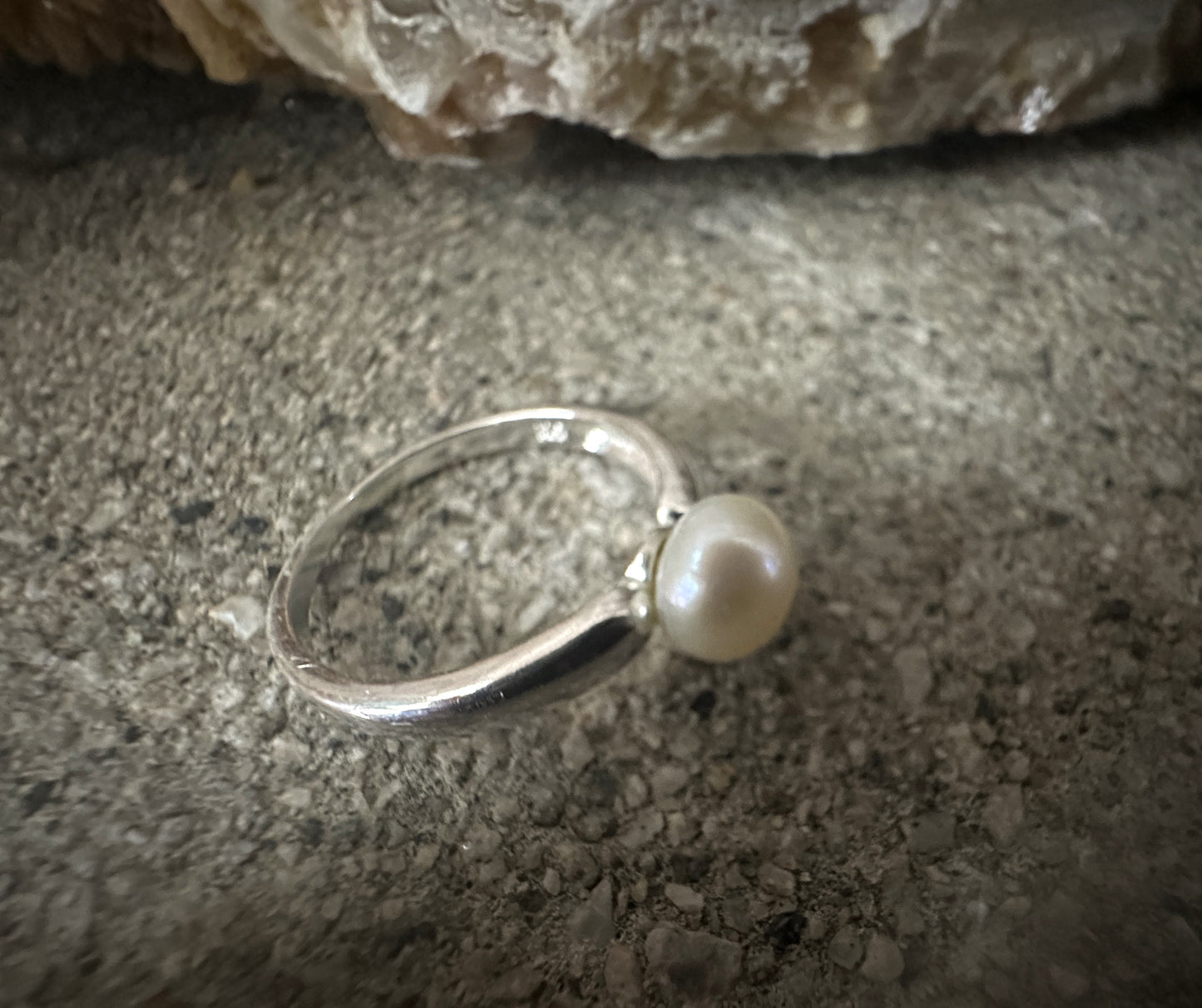 Simple Sterling Silver Pearl Ring