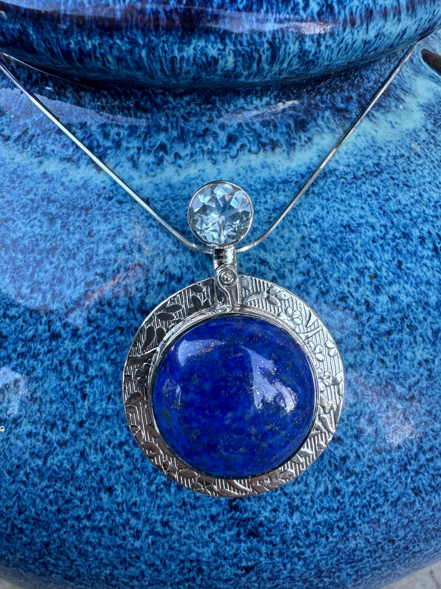 Round Lapis & Blue Topaz Necklace