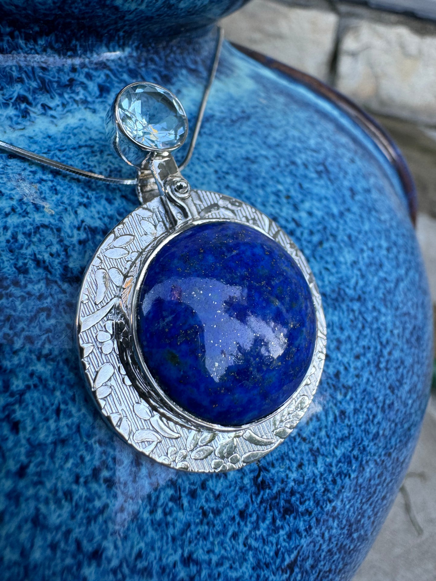 Round Lapis & Blue Topaz Necklace