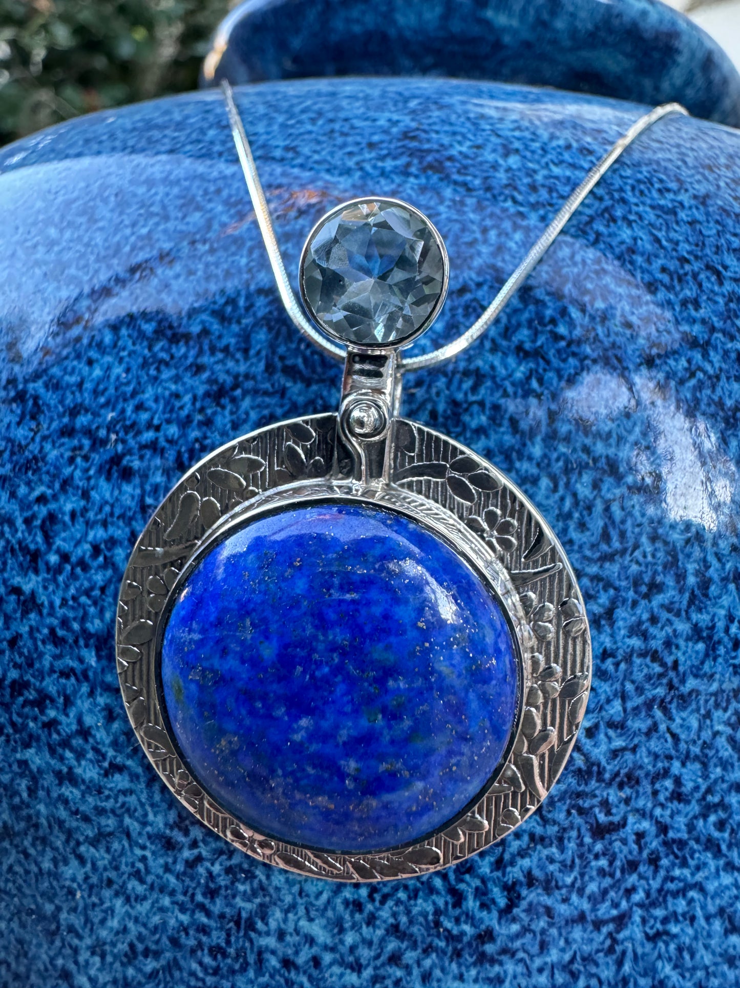 Round Lapis & Blue Topaz Necklace