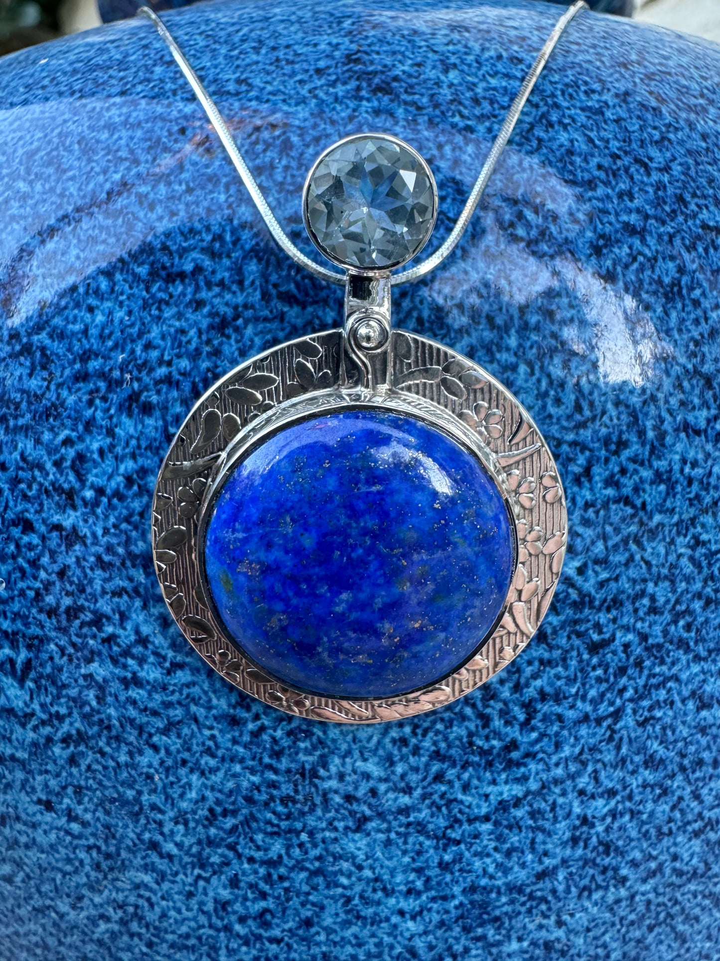 Round Lapis & Blue Topaz Necklace