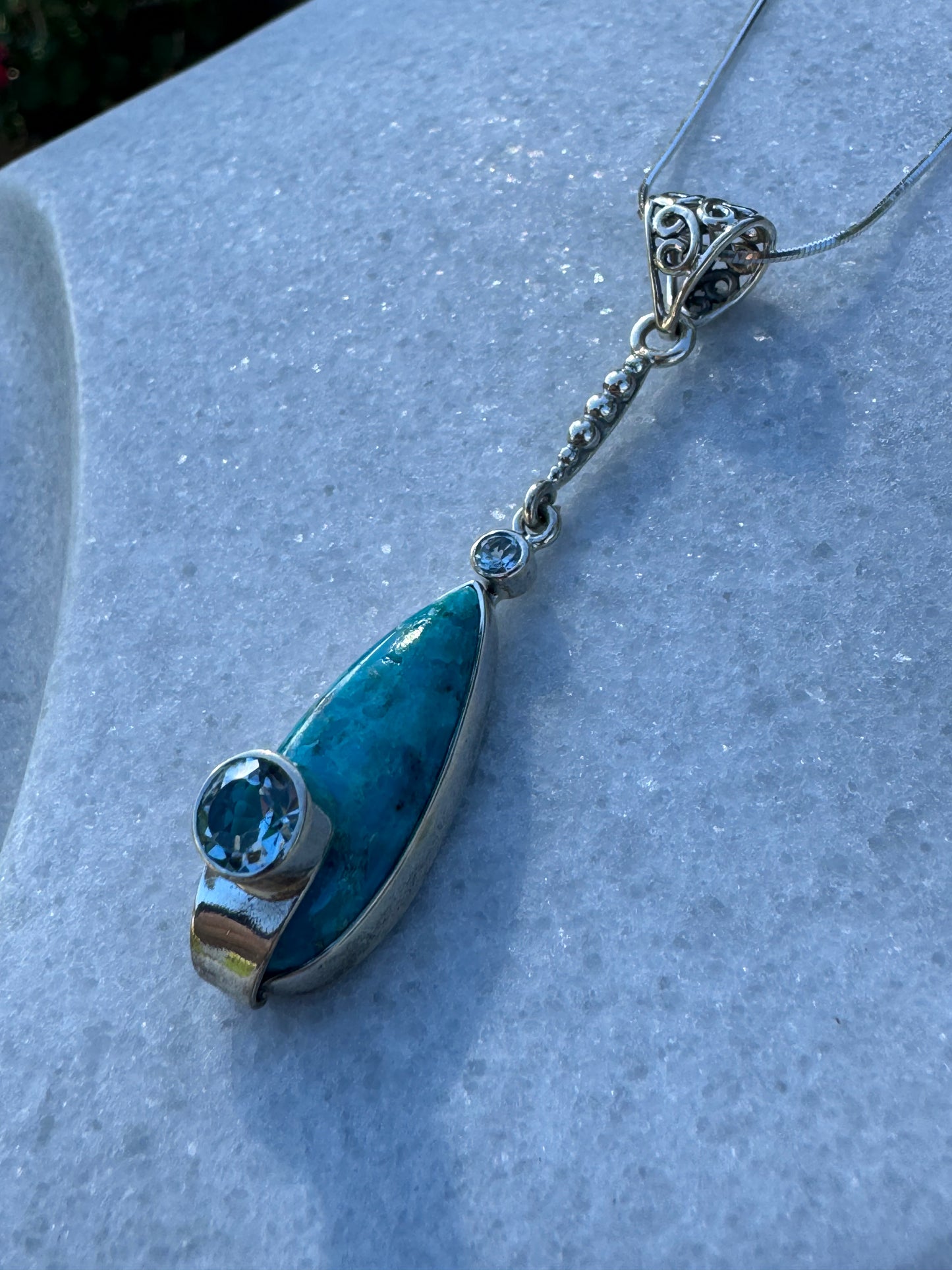 Turquoise & Blue Topaz Lagoon Necklace