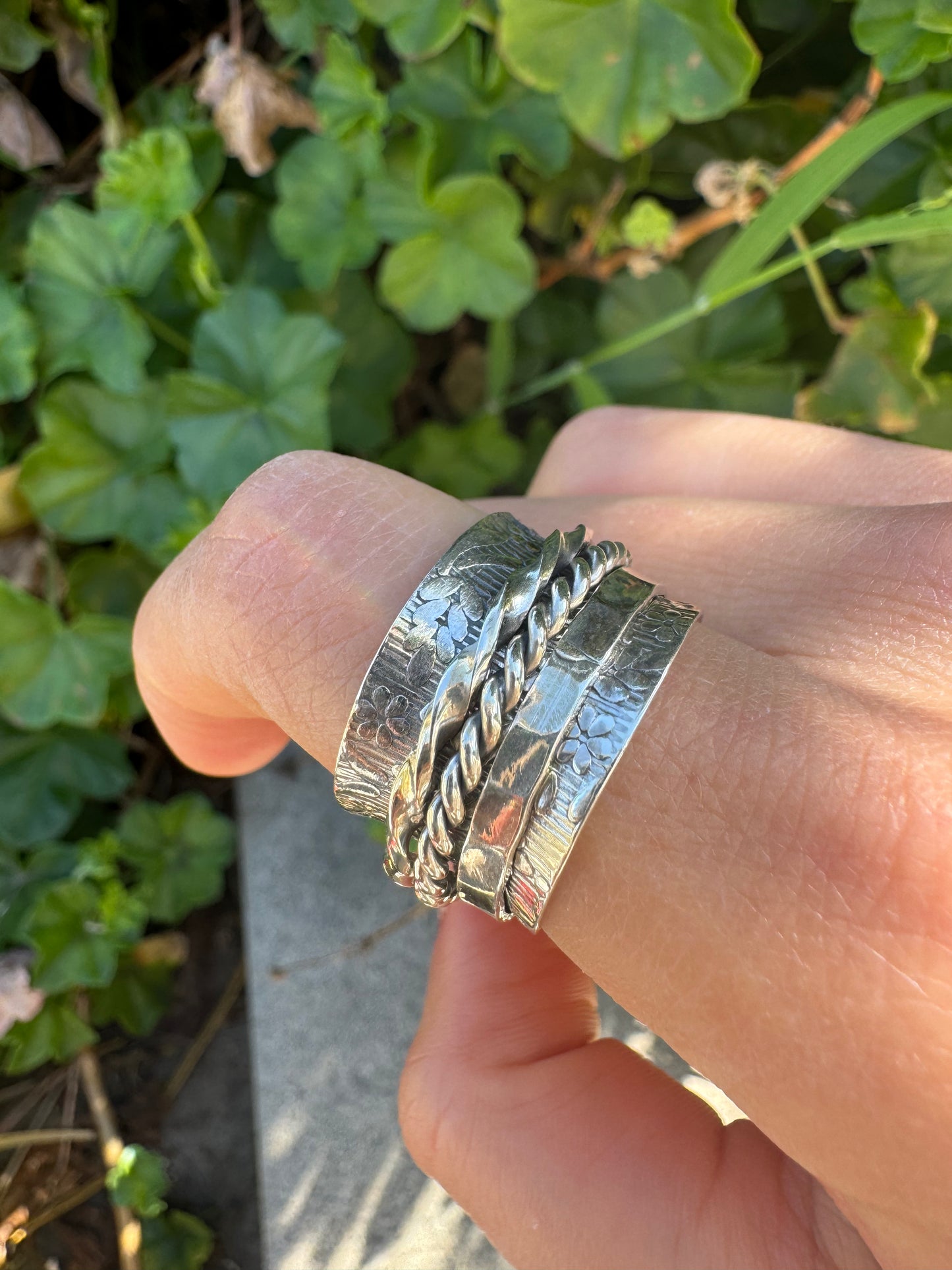 Triple Twist Flowers Sterling Ring
