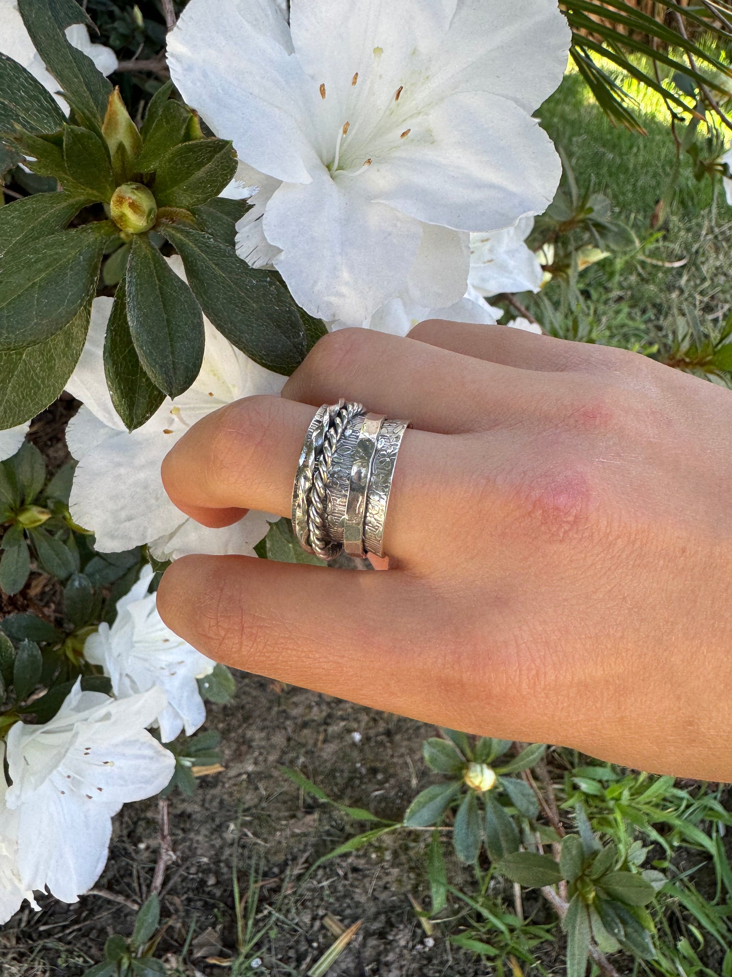 Triple Twist Flowers Sterling Ring