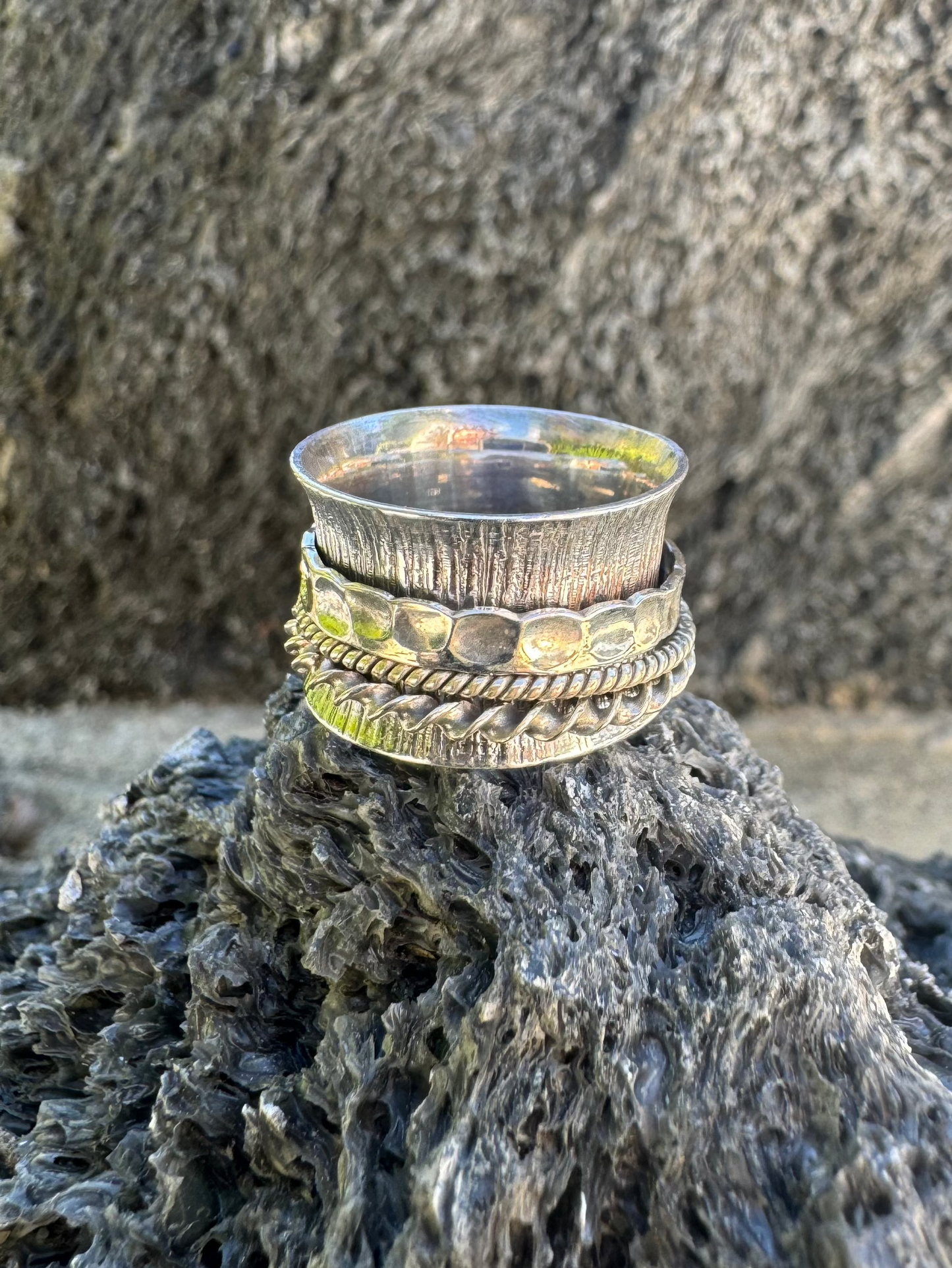 Triple Twist Wood Sterling Ring
