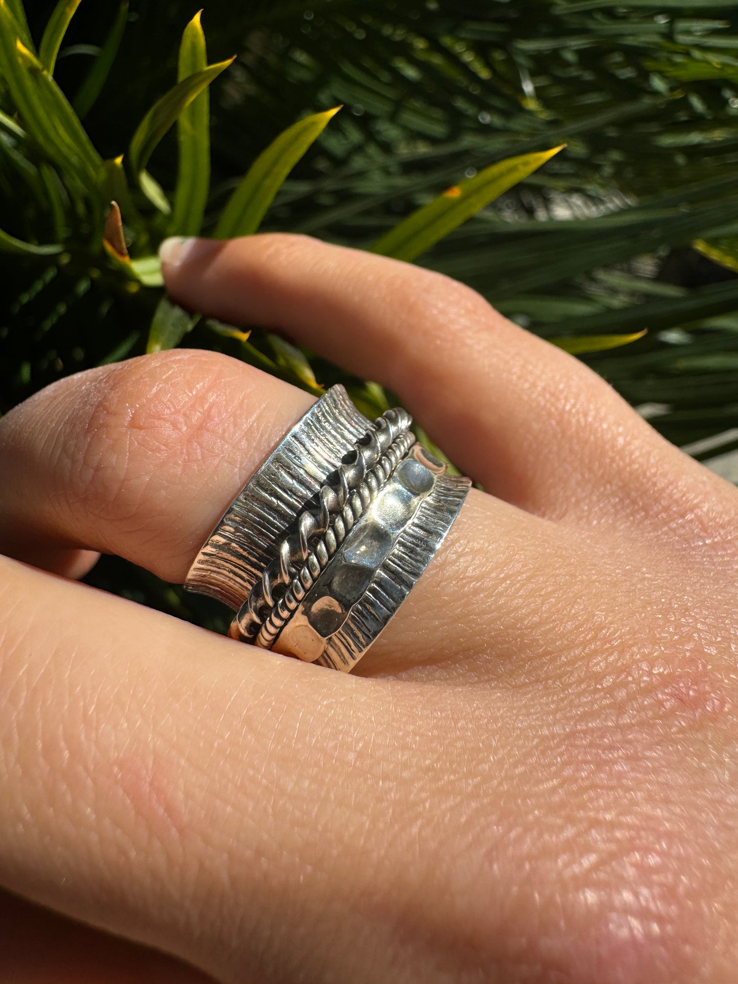 Triple Twist Wood Sterling Ring