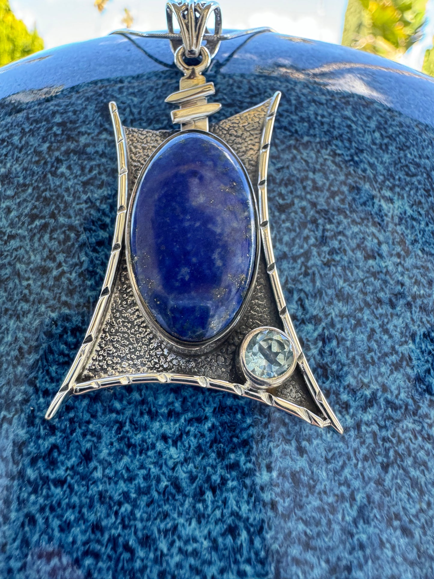 Lapis & Topaz Parallelogram Necklace