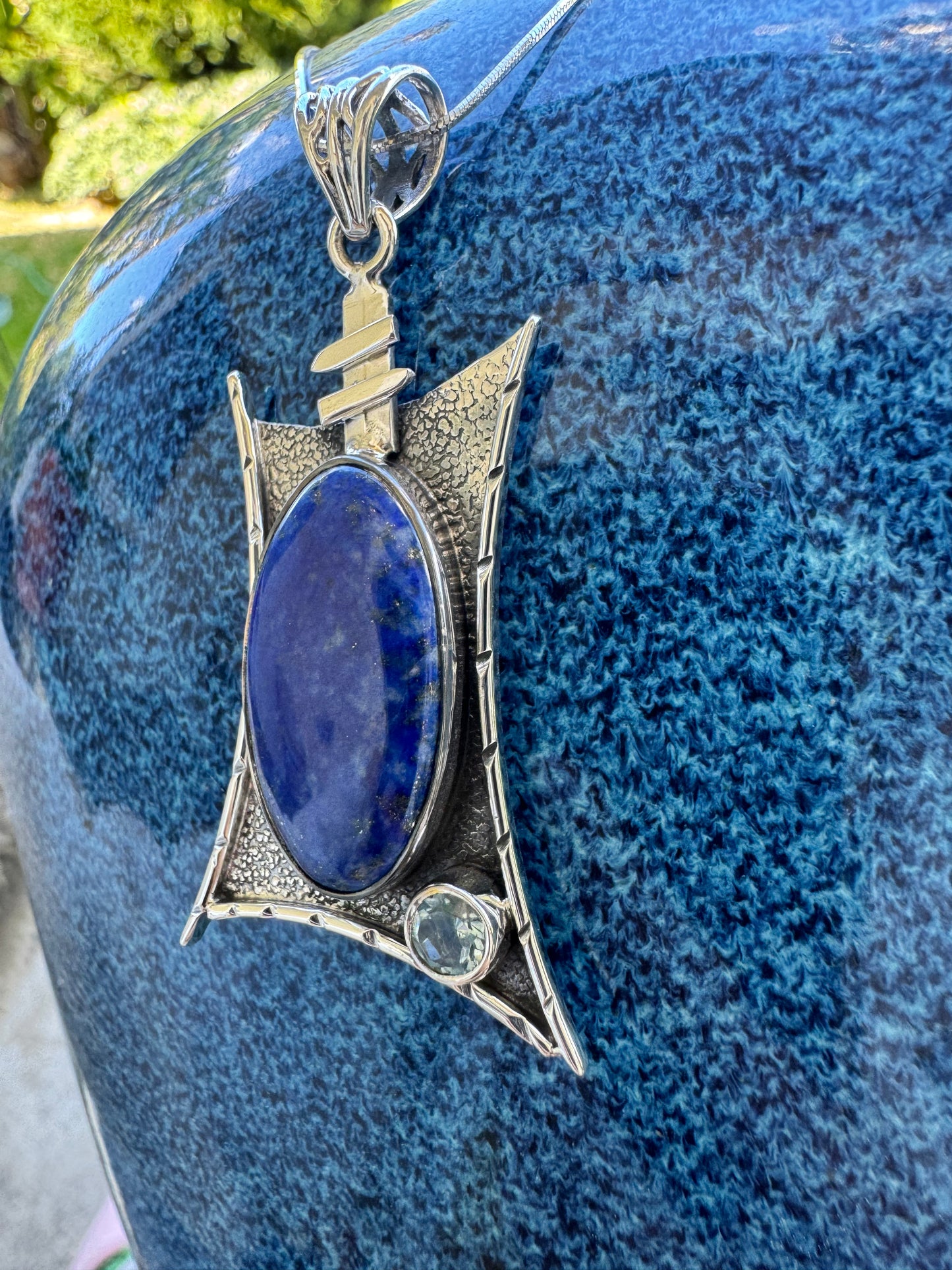 Lapis & Topaz Parallelogram Necklace