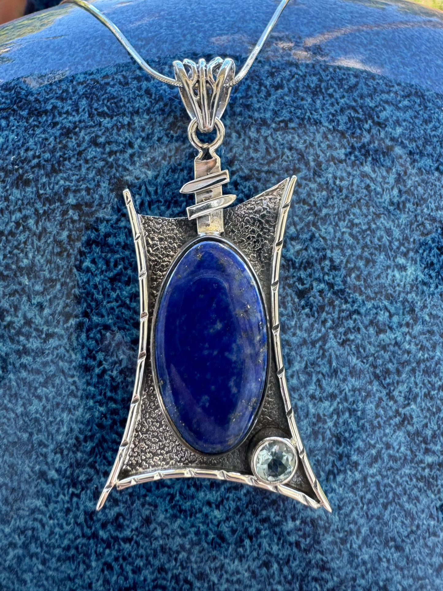 Lapis & Topaz Parallelogram Necklace