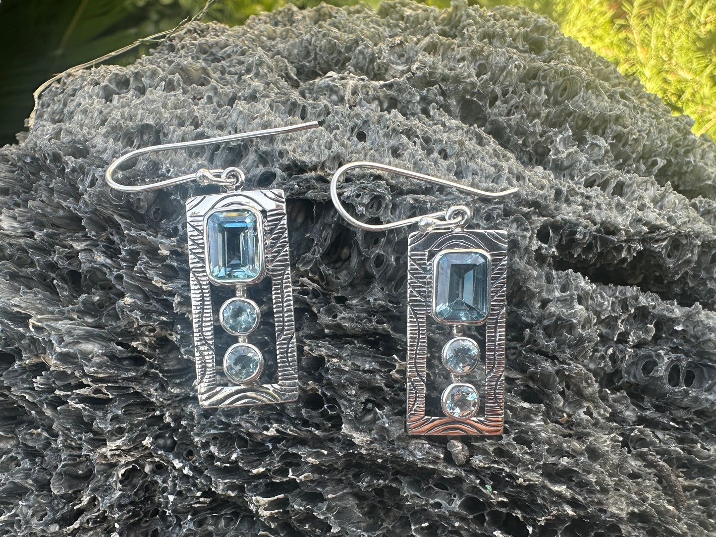 Blue Topaz Frame Earrings