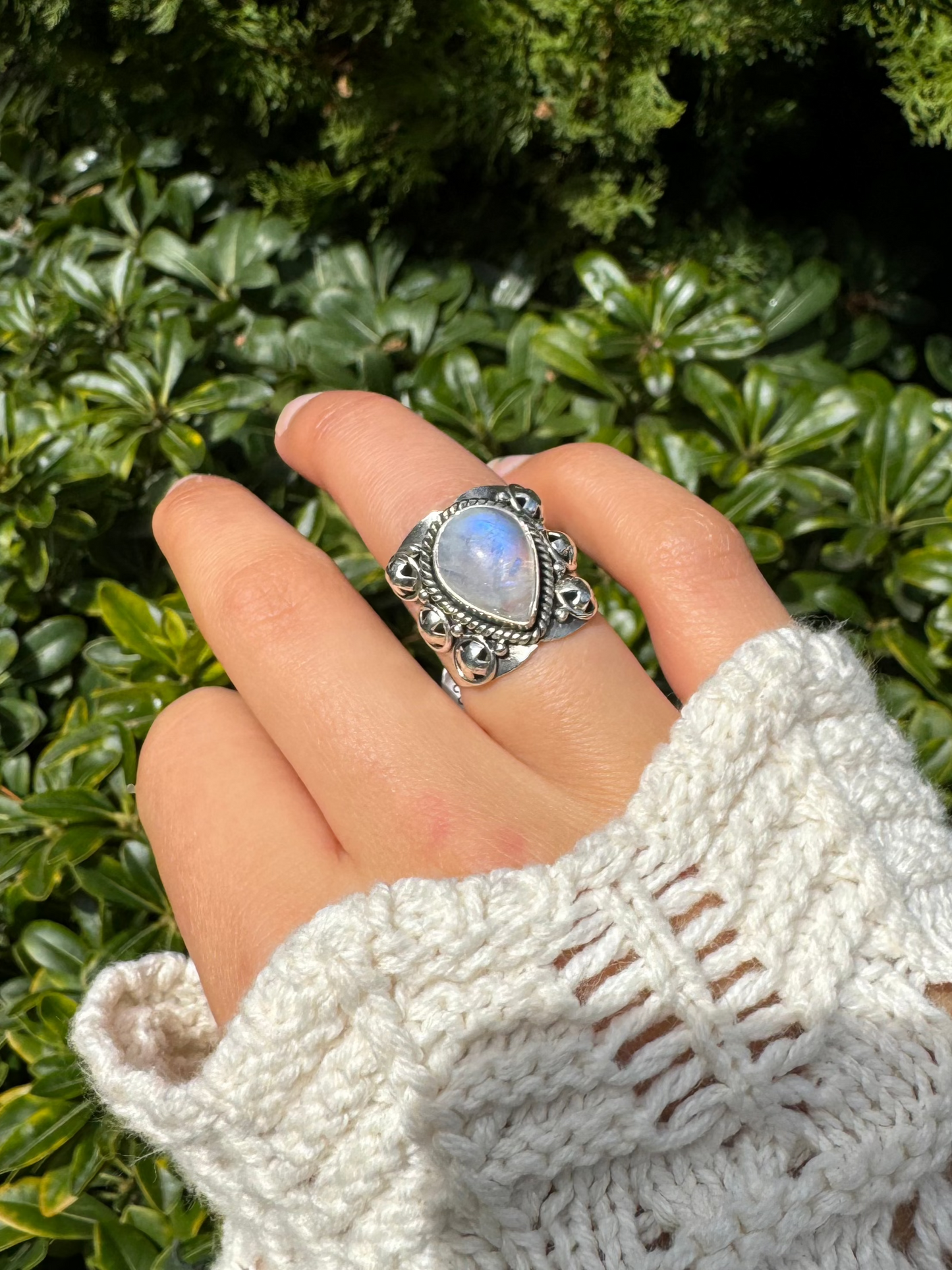 Moonlit Teardrop Ring