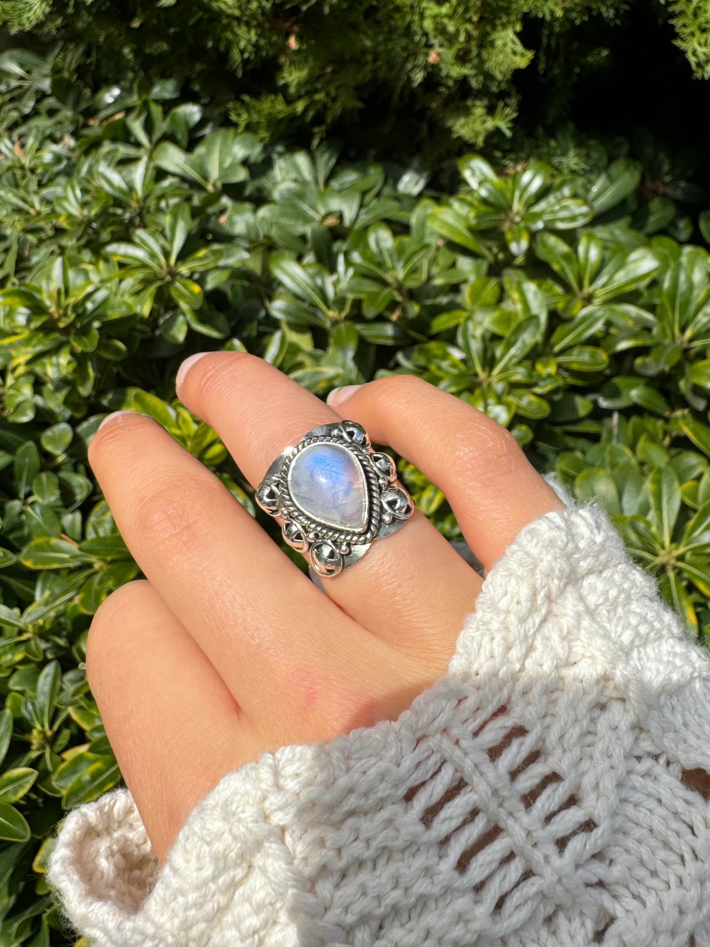 Moonlit Teardrop Ring